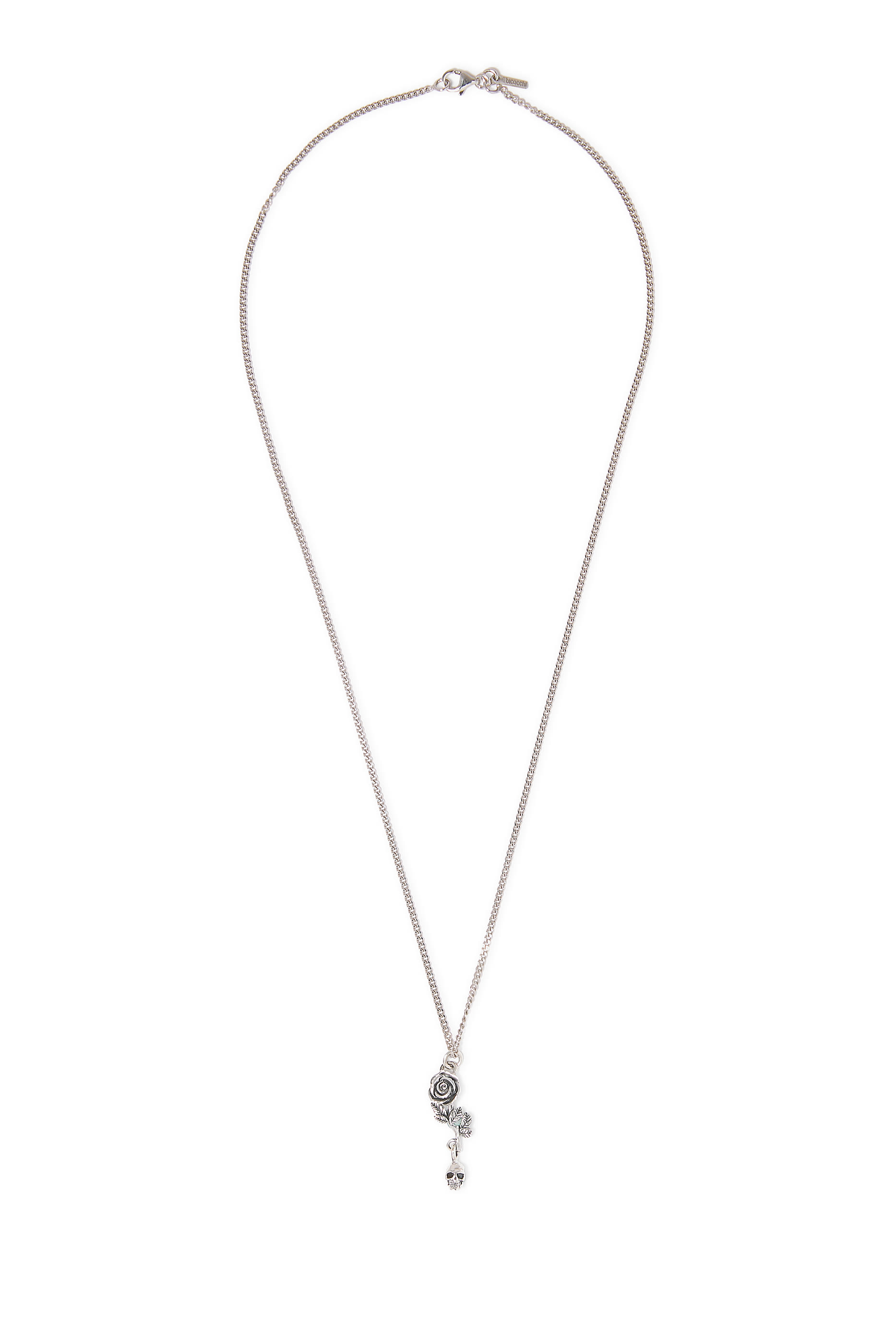 قلادة بدلاية بتصميم وردة وجمجمة، فضة استرلينية