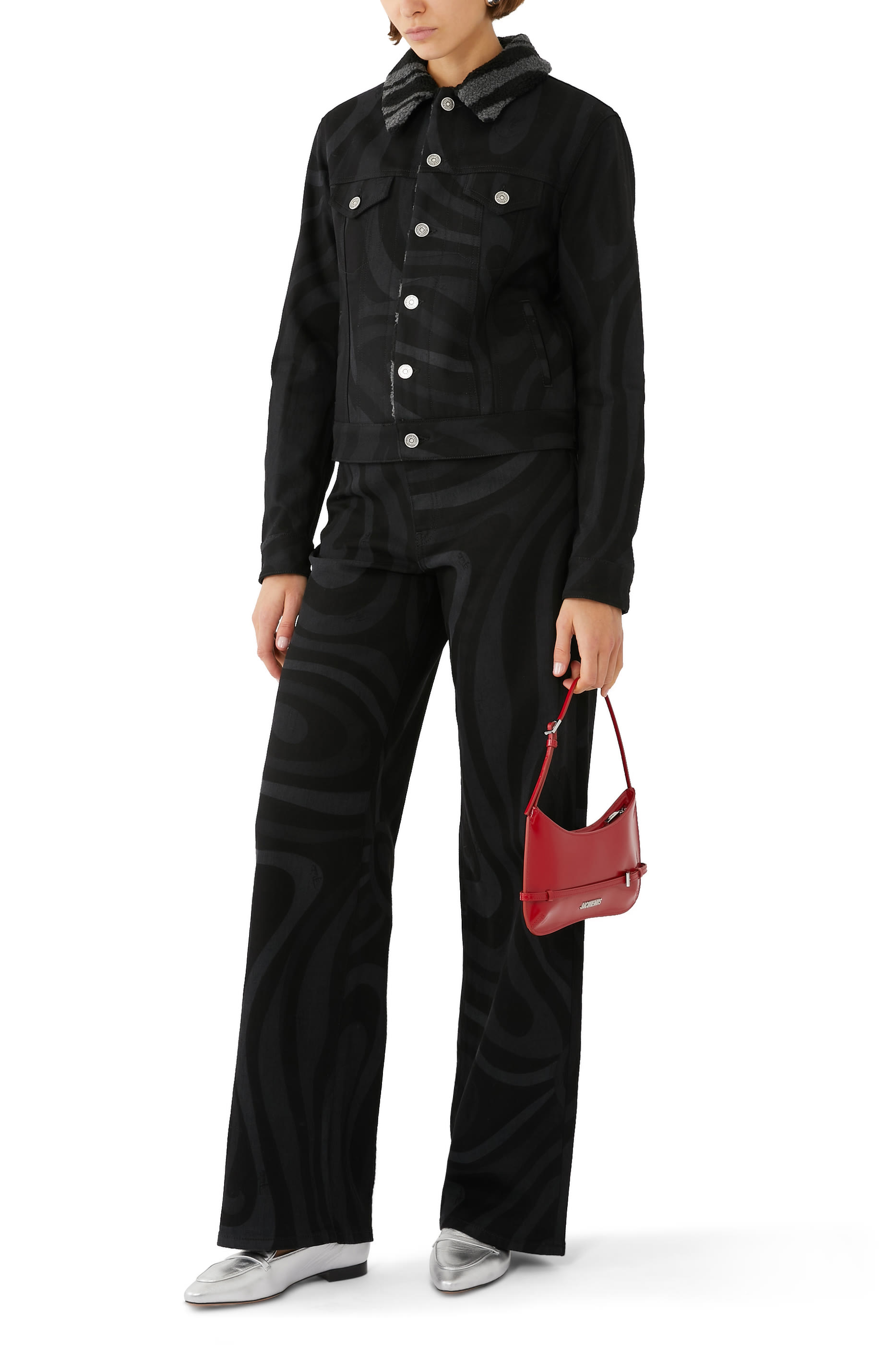 بنطال جينز بقصة ساق واسعة بطبعات مارمو