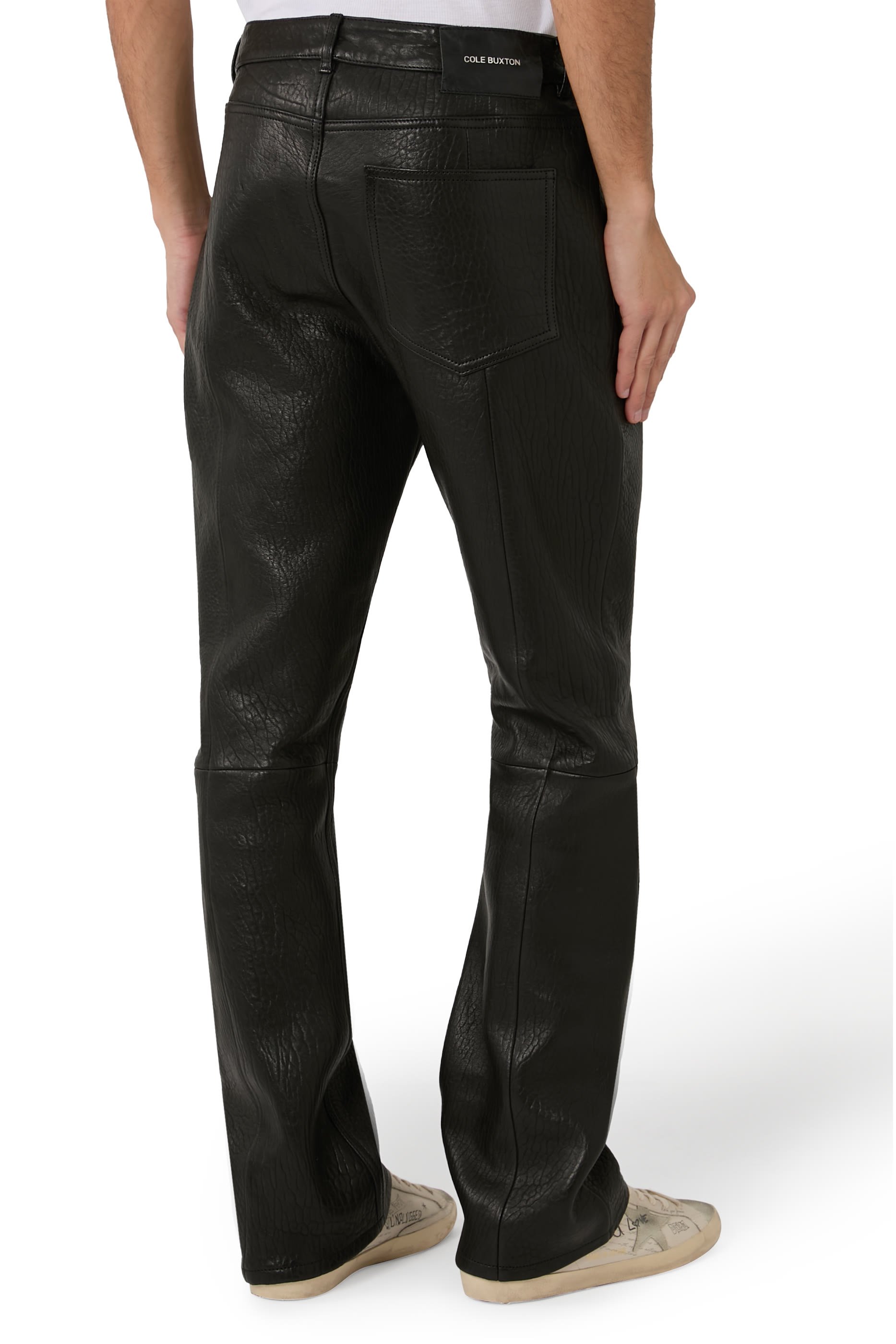 بنطال جينز جلد حمل بلمسة مجعدة