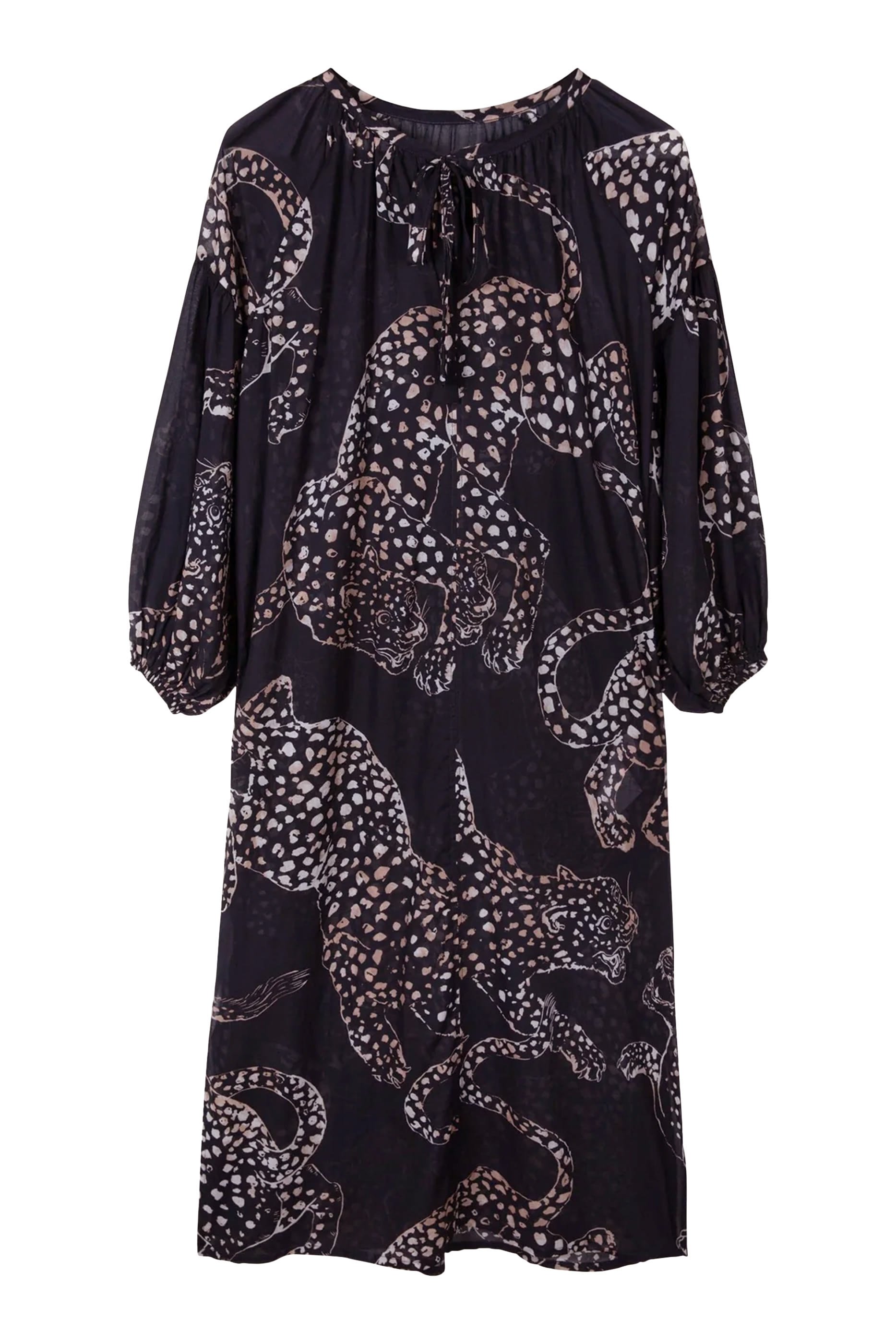 قفطان بقصة واسعة بأكمام طويلة مزين بطبعة فهد