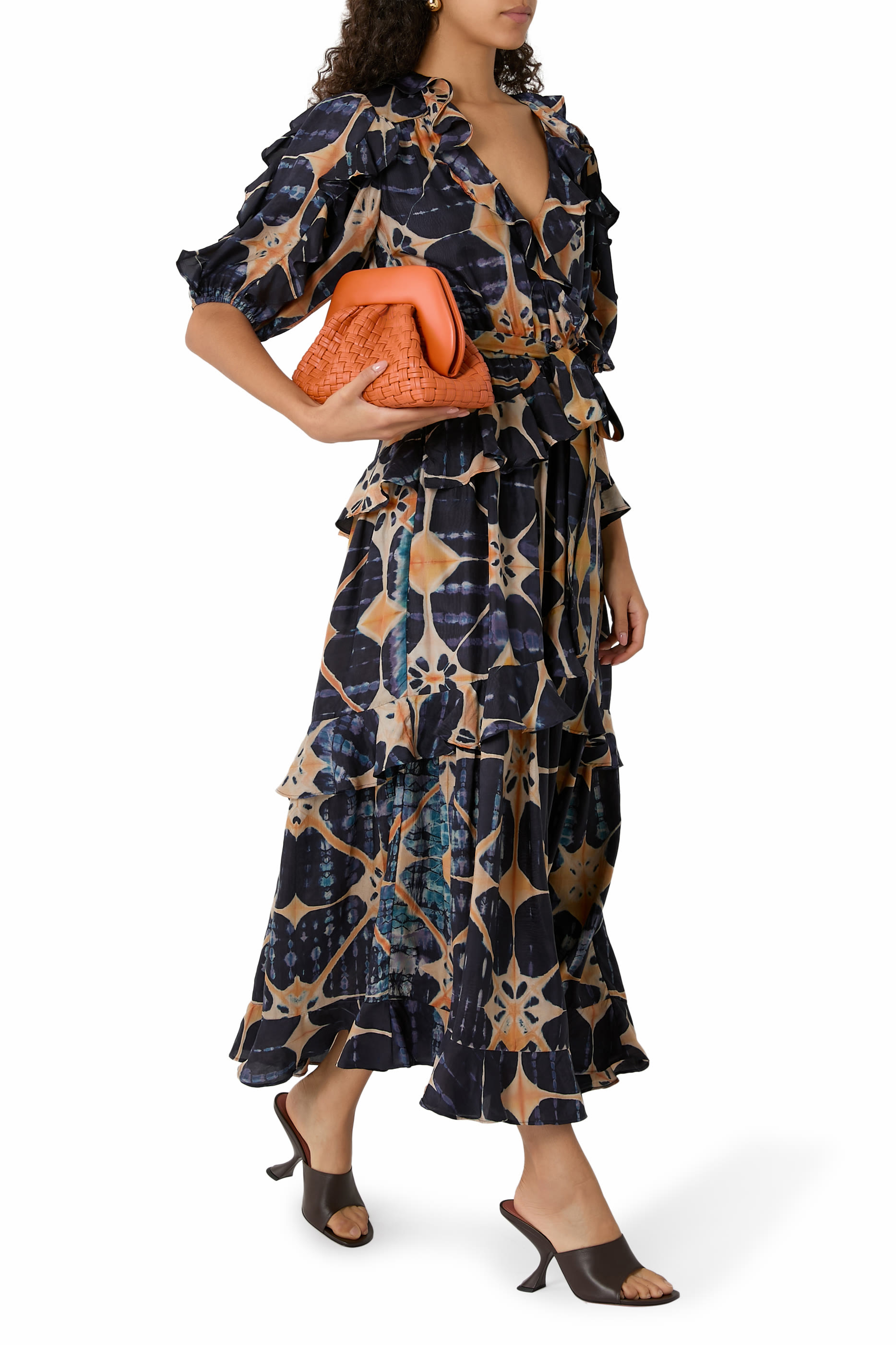 فستان تيدا متوسط الطول بأكمام قصيرة