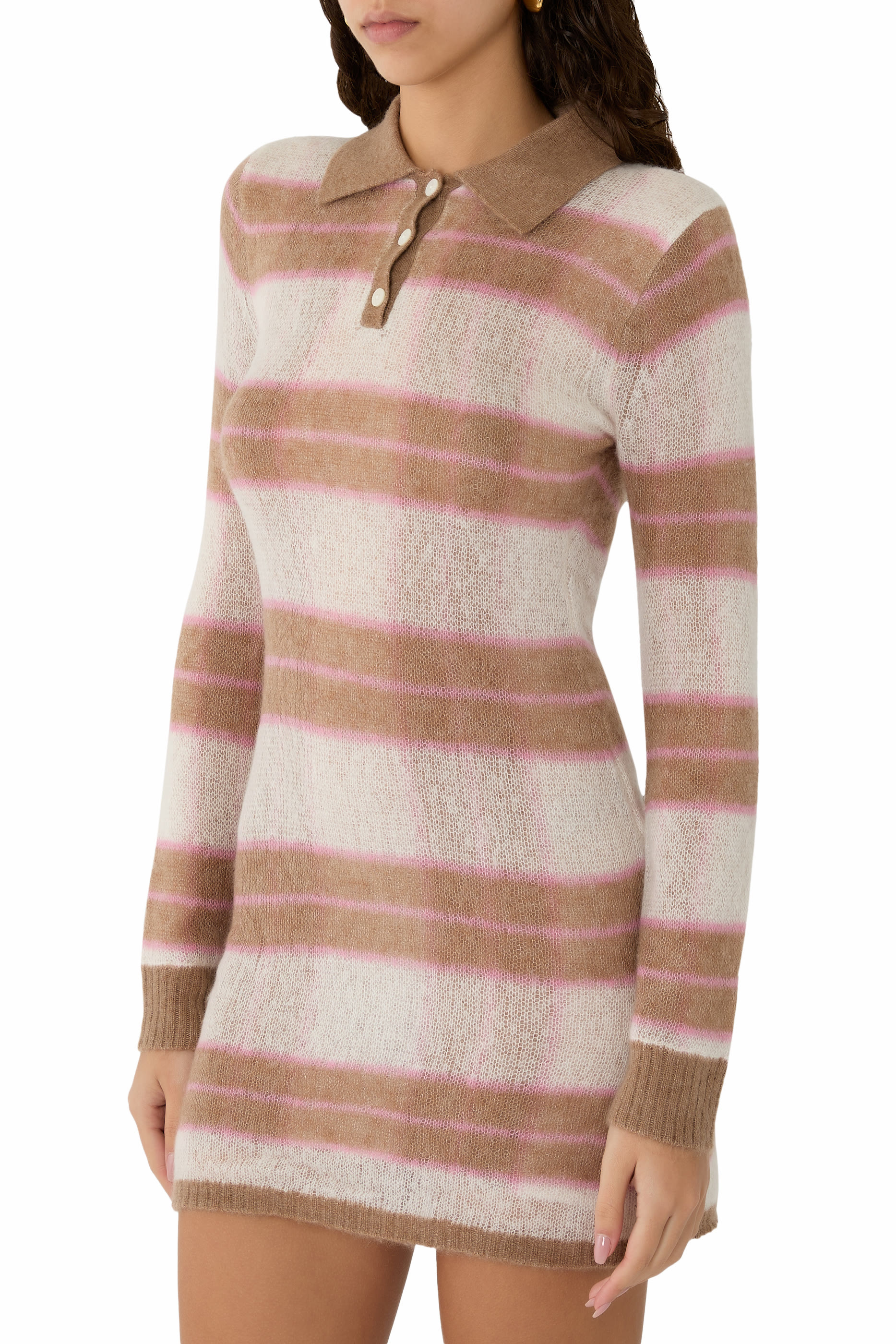 فستان بولو بنقشة مربعات وظلال