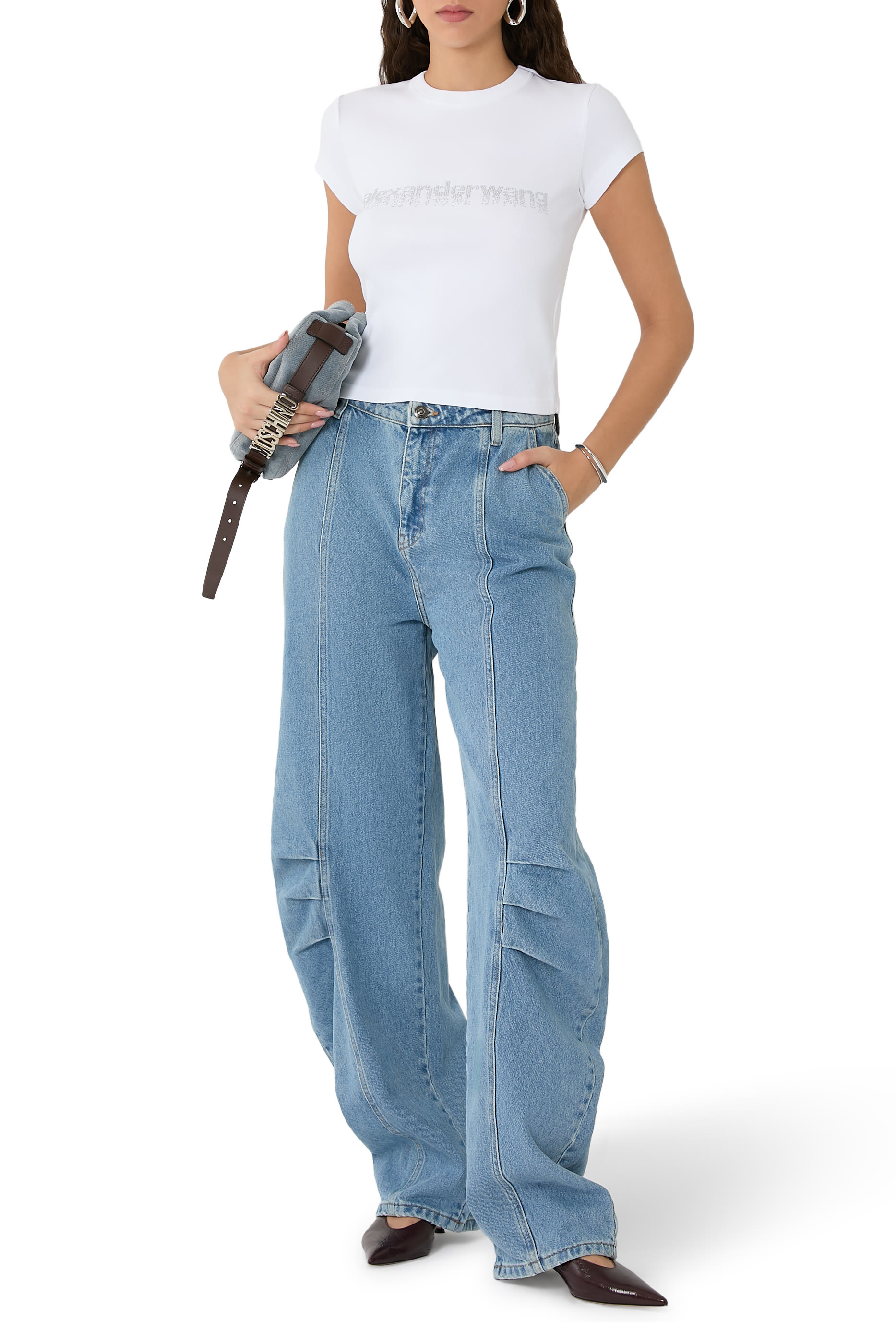 تيشيرت قصير بزينة غرافيكية مثبتة حراريا