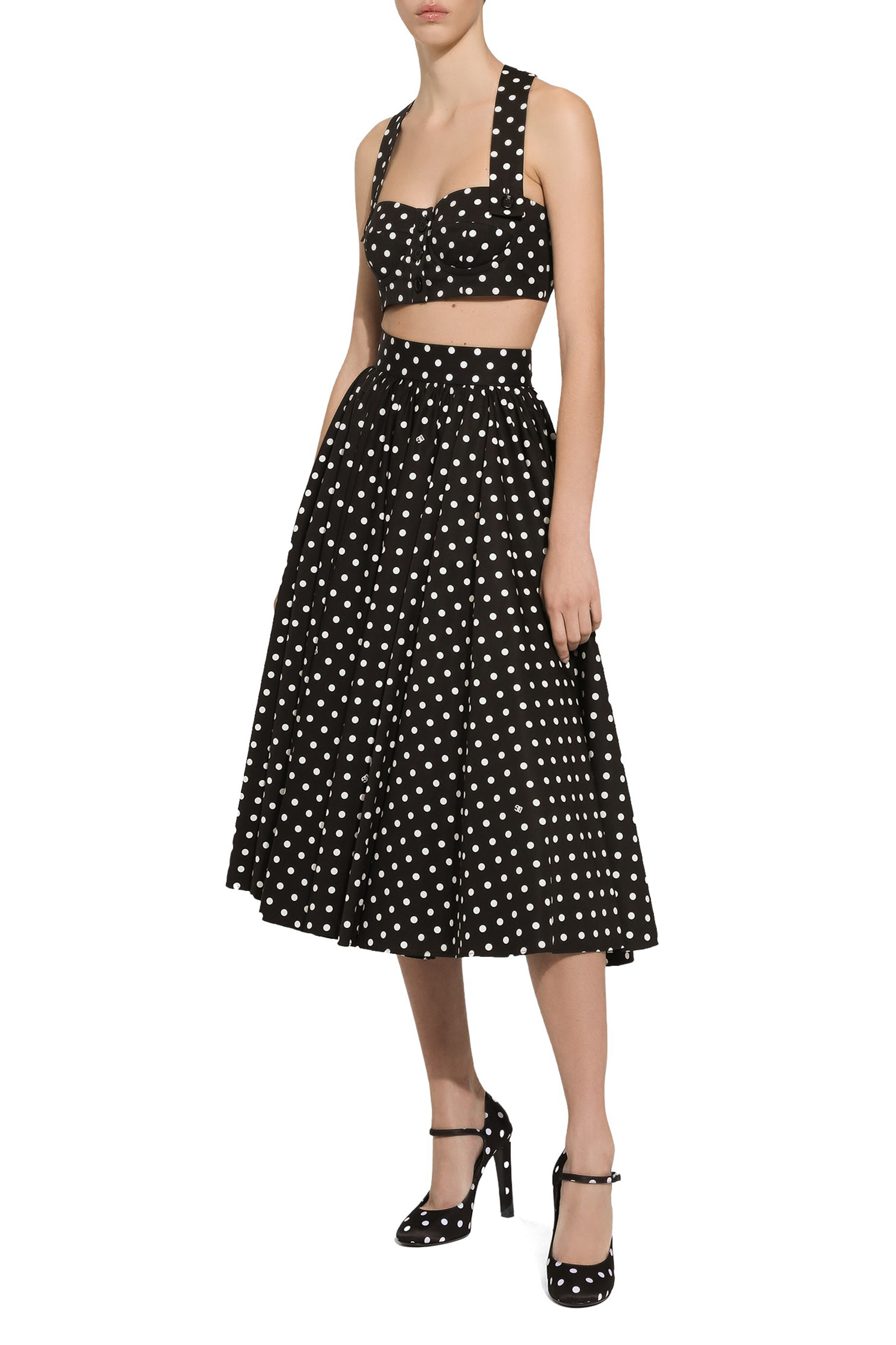 تنورة سيركل بنقشة نقاط بولكا