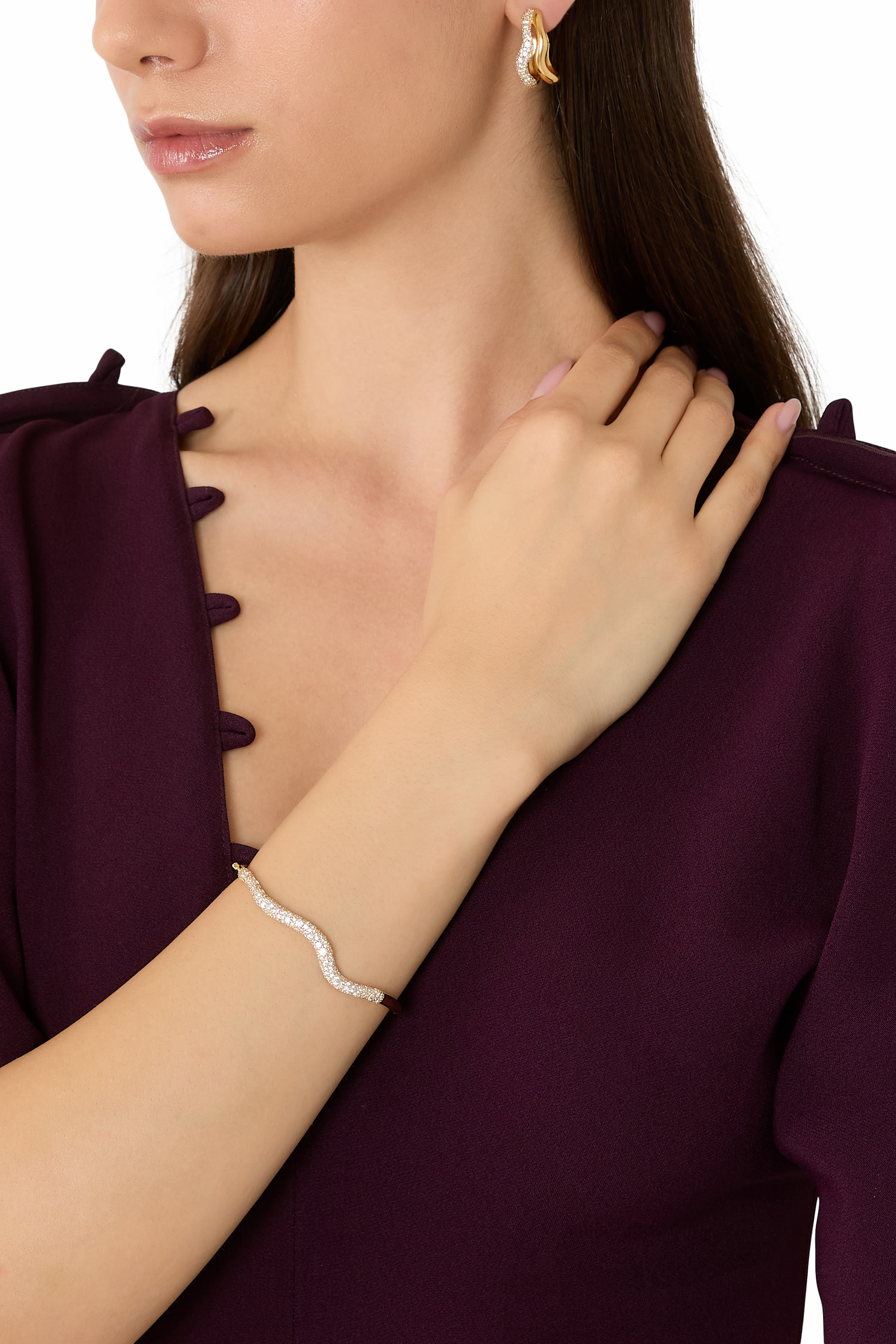 أقراط دائرية مولتن سنو مزدوجة متوسطة الحجم