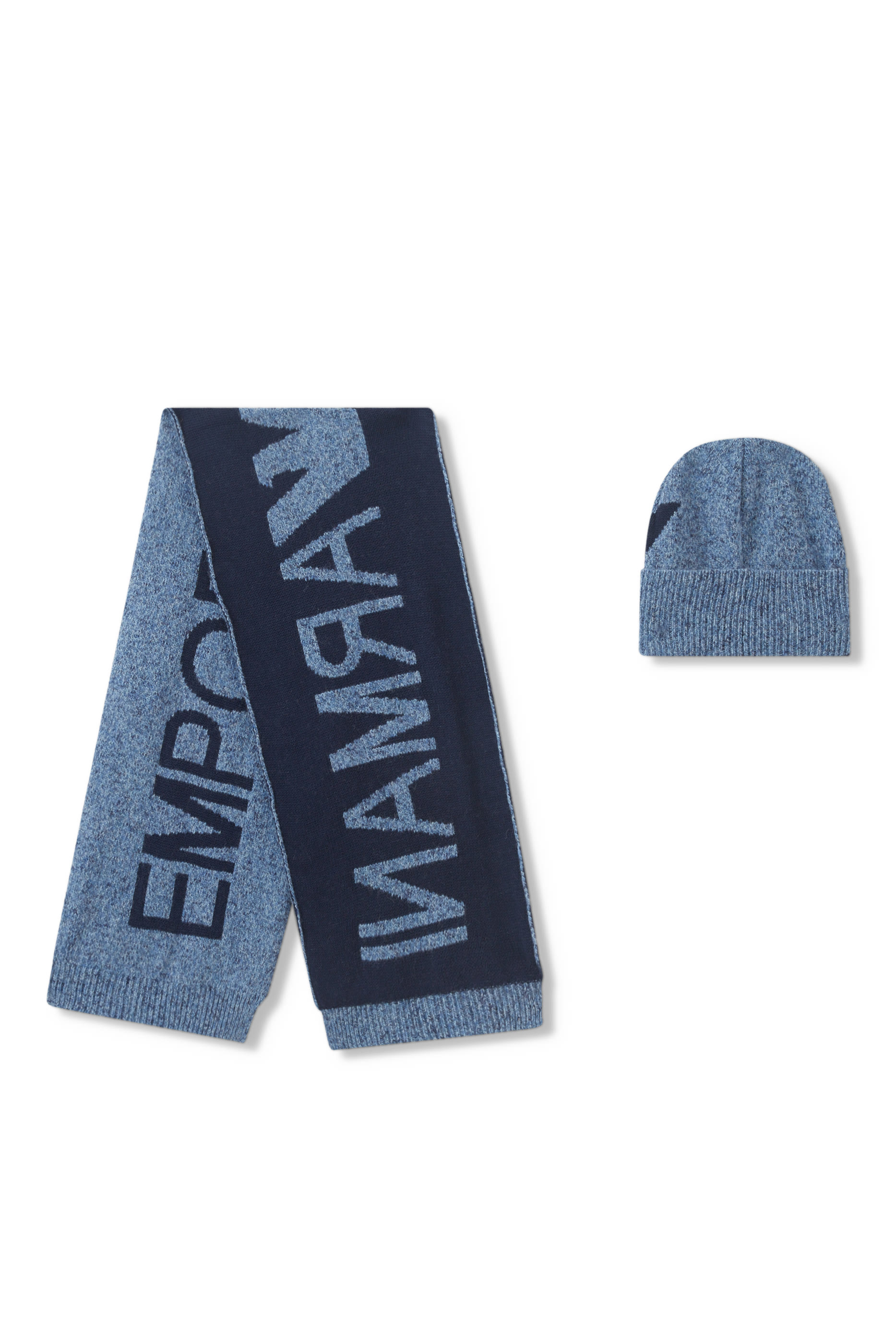 طقم وشاح وقبعة بيني مزيج صوف للأطفال