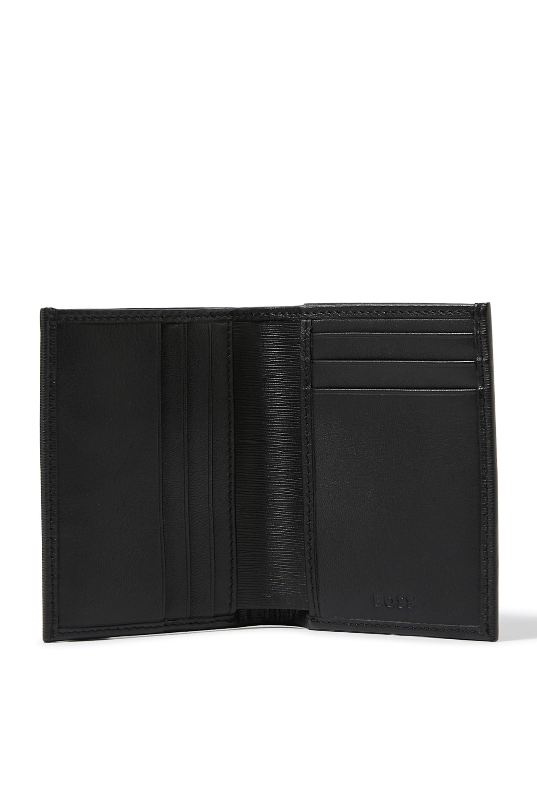 مجموعة هدايا حافظة بطاقات ثنائية الطي جلد وسلسلة مفاتيح