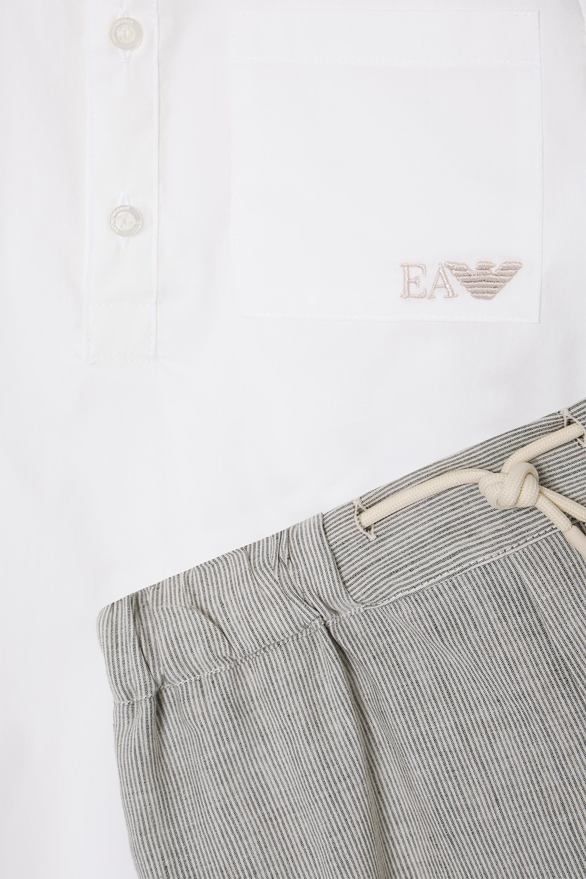 طقم قميص وشورت برمودا مزيج كتان للأطفال