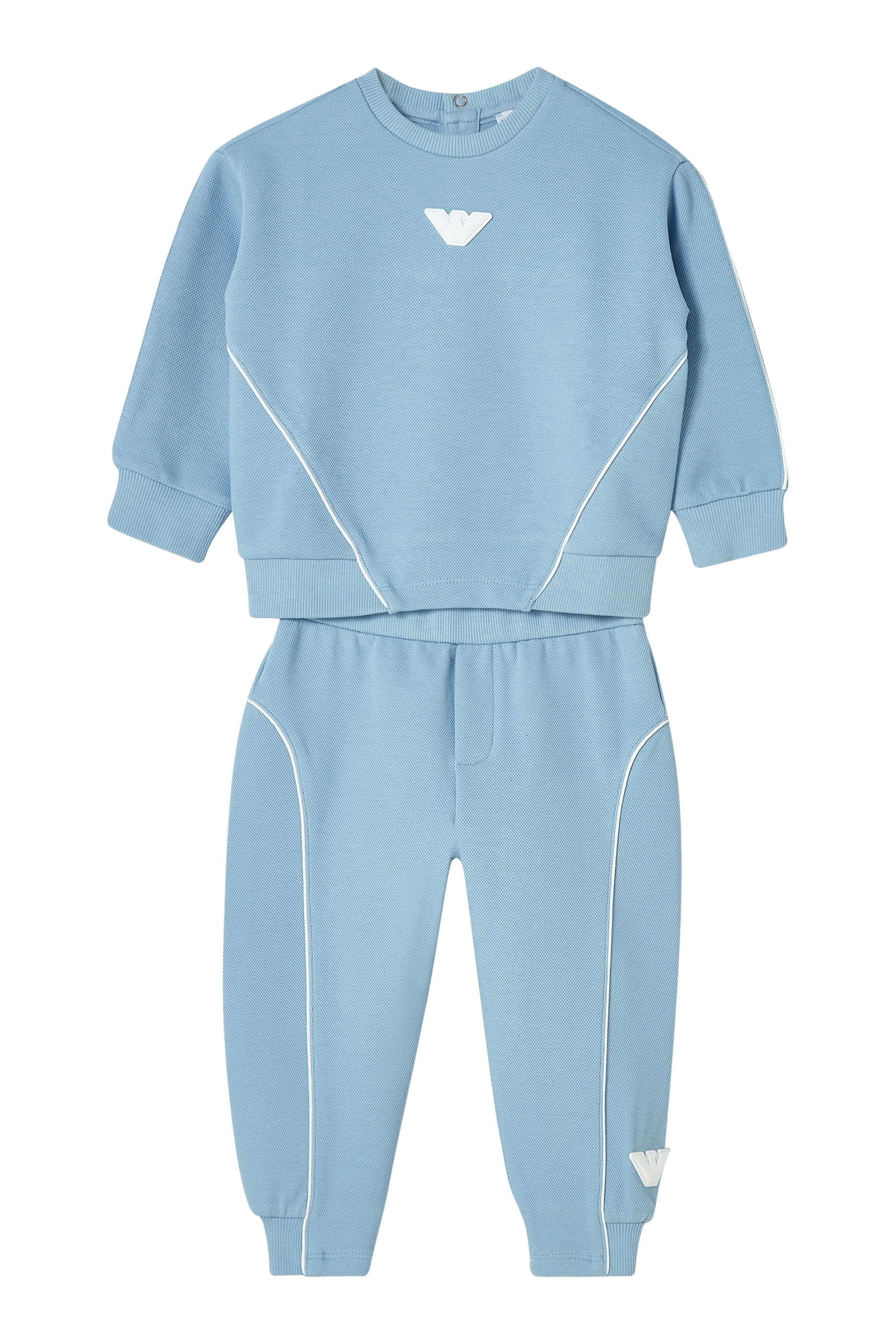 سويت شيرت بتفاصيل بارزة بيكيه وشعار الماركة للأطفال