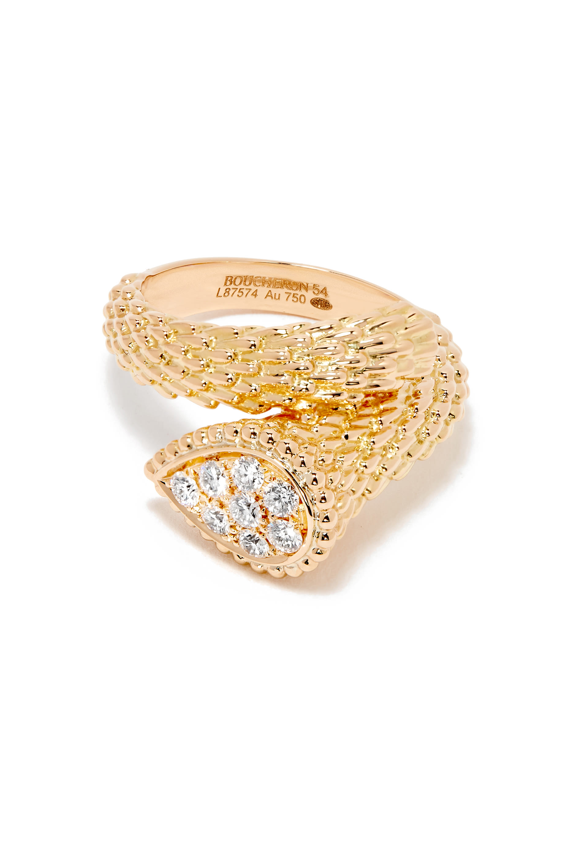 خاتم سيربنت بوهيم مرصع بالماس ذهب أصفر عيار 18