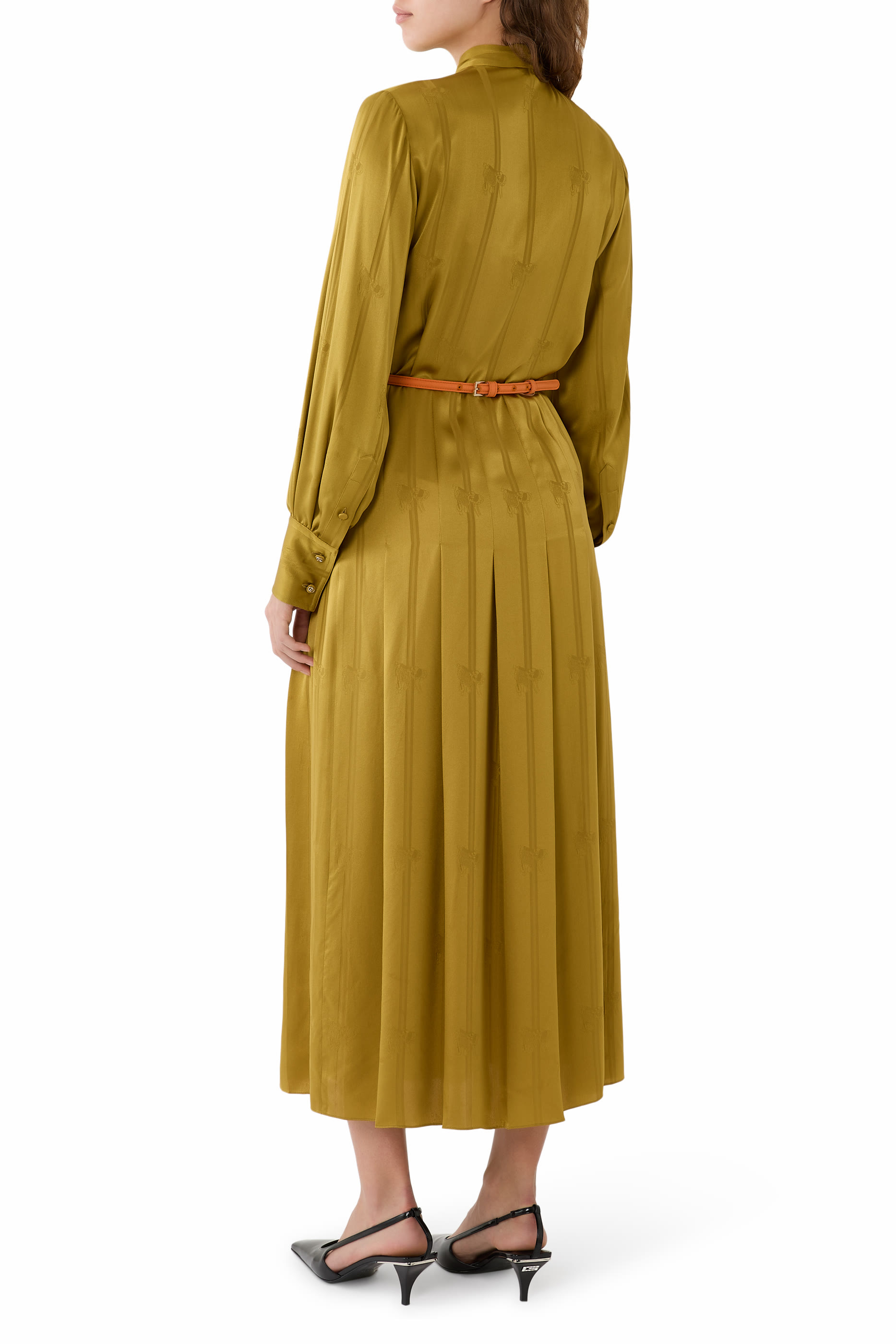 فستان سادلز بحزام حرير جاكار