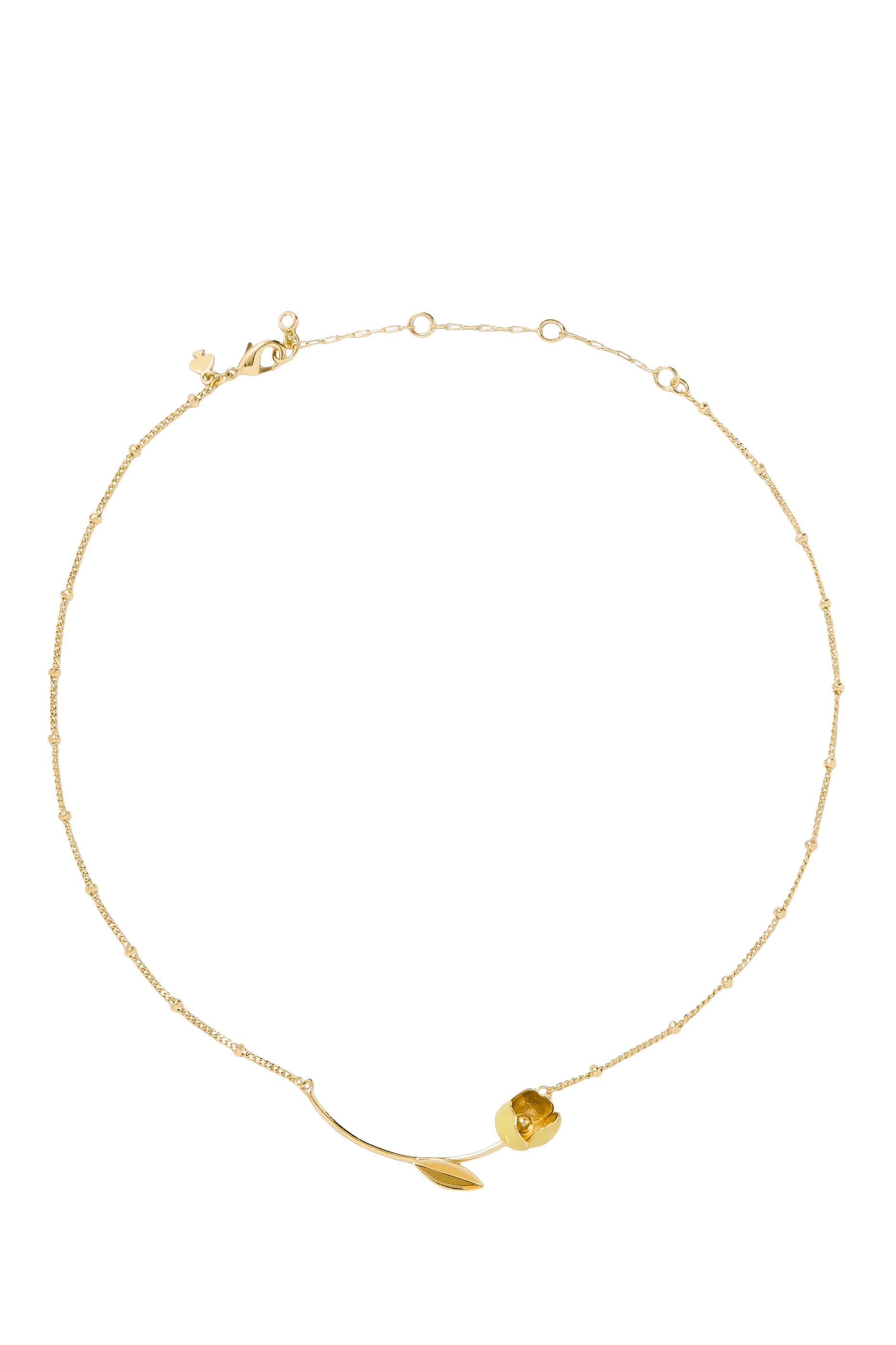 قلادة بحلية عمود على شكل زهرة مطلية بالمينا