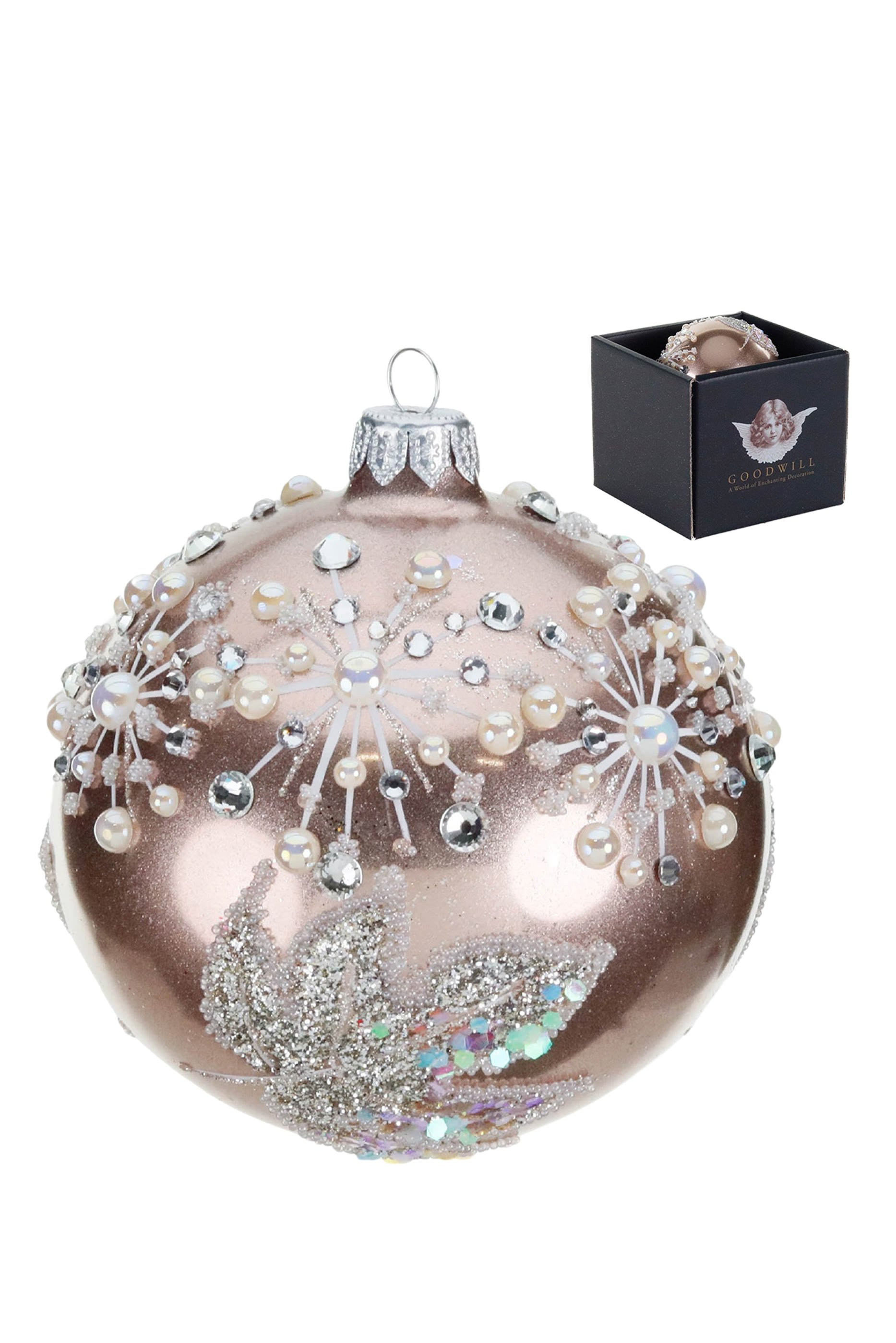 Glass Ball Ornament with Pearls 