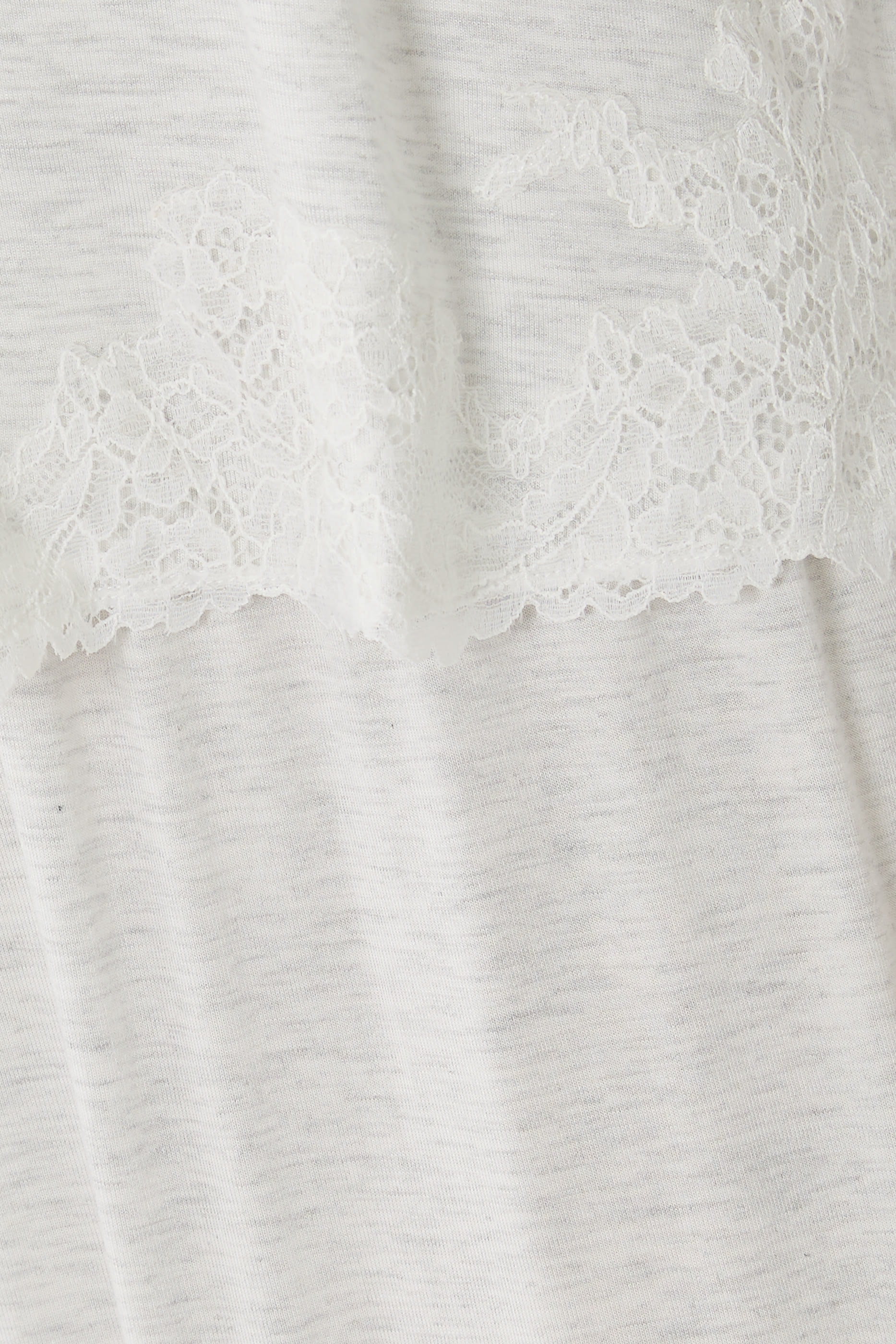 طقم بيجامة جيرسيه بأكمام طويلة وأجزاء دانتيل