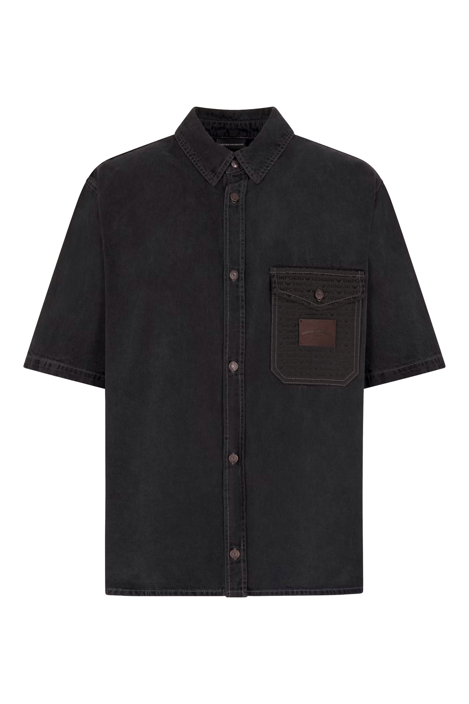 قميص بأكمام قصيرة وقصة مريحة دنيم