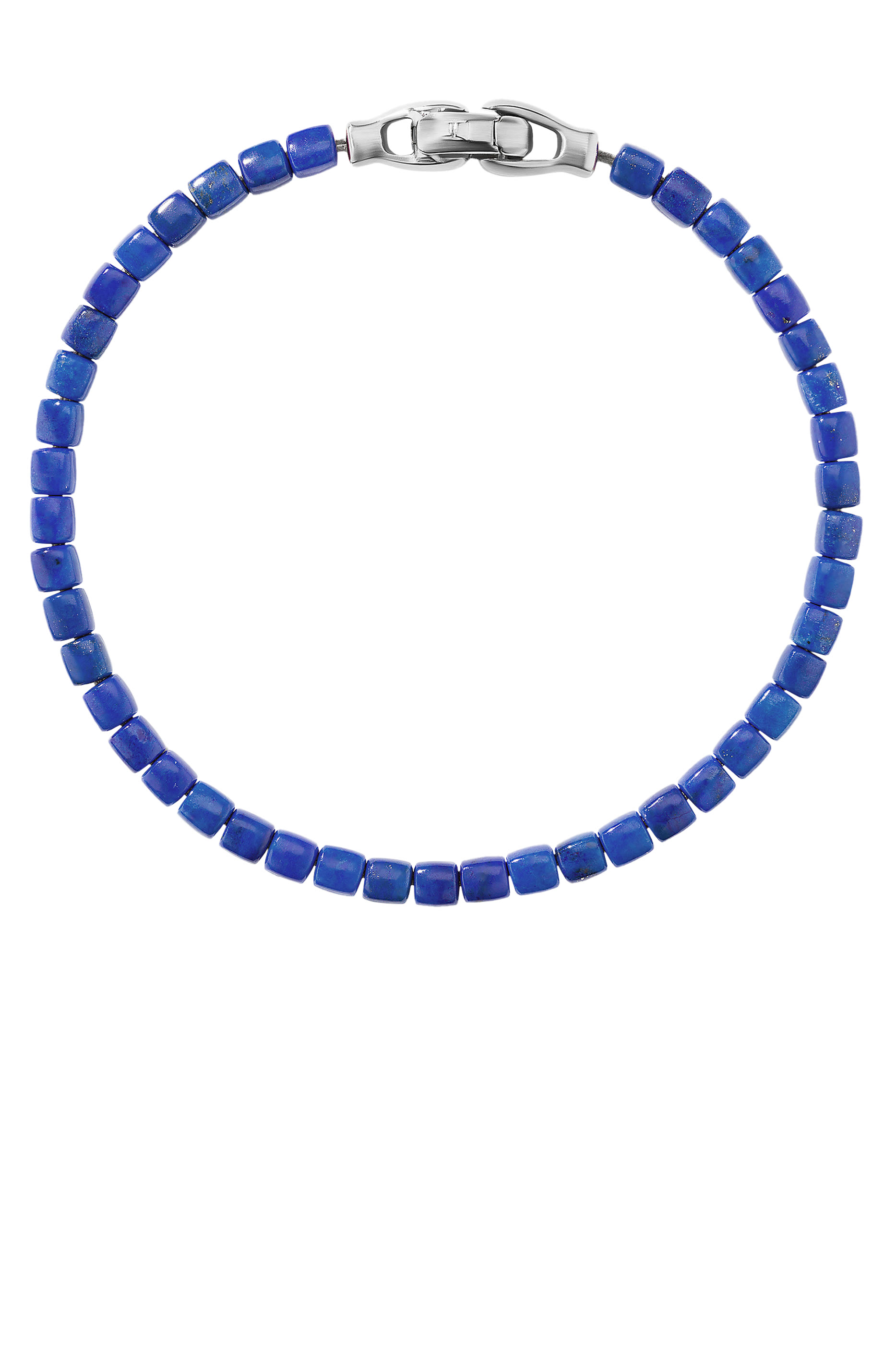 سوار خرز بتصميم مسبحة عقيق أسود بحواف مربع وفضة إسترلينية