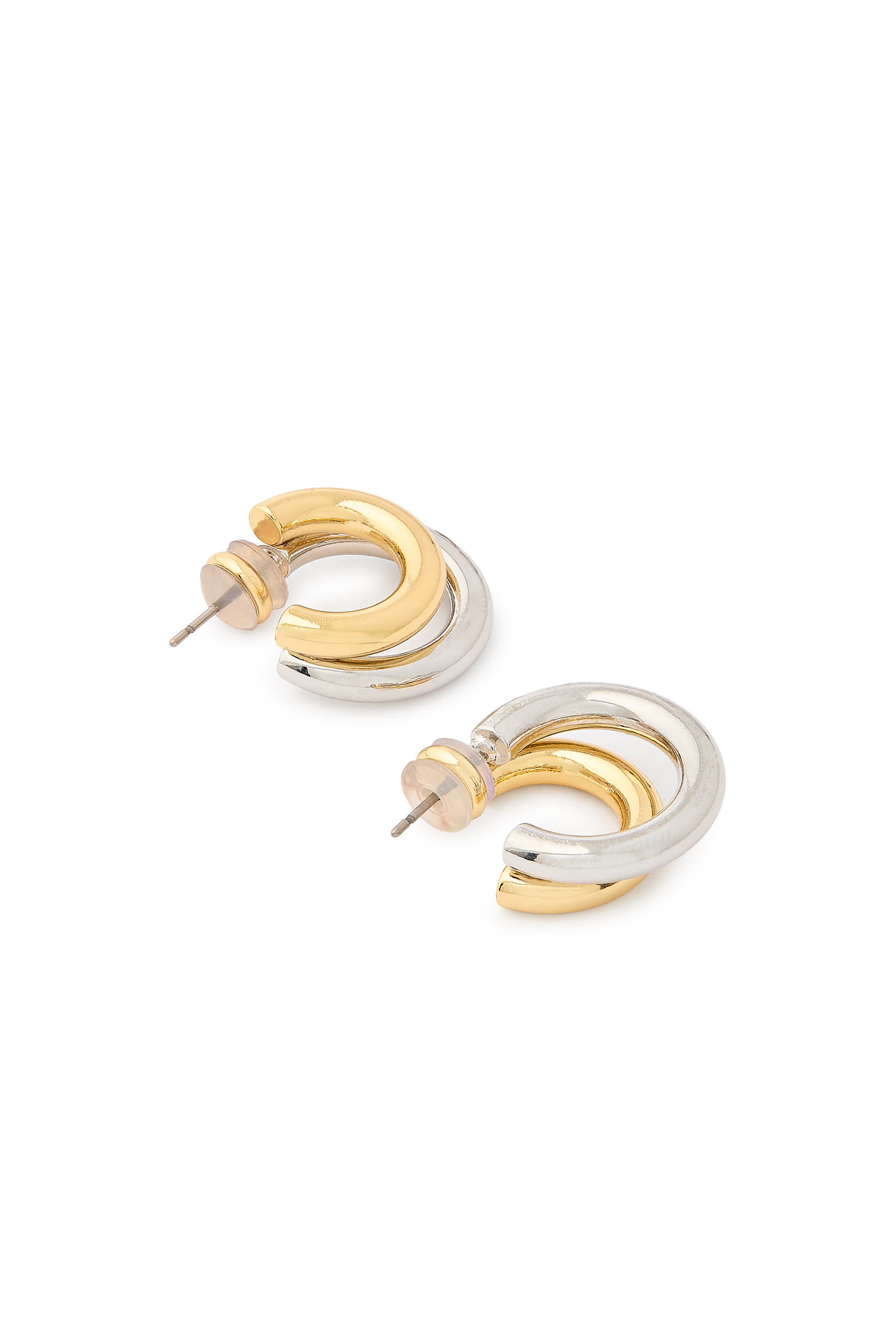 أقراط دائرية مزدوجة بلونين