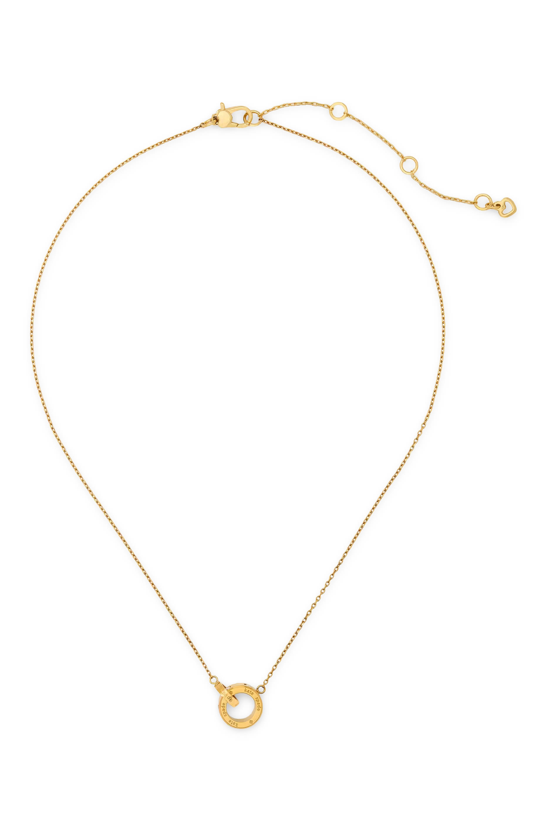 قلادة سيـت إن ستون بحلية بتصميم حلقات متداخلة  مرصعة بأحجار زركونيا، معدن مطلي مرصع بأحجار زركونيا