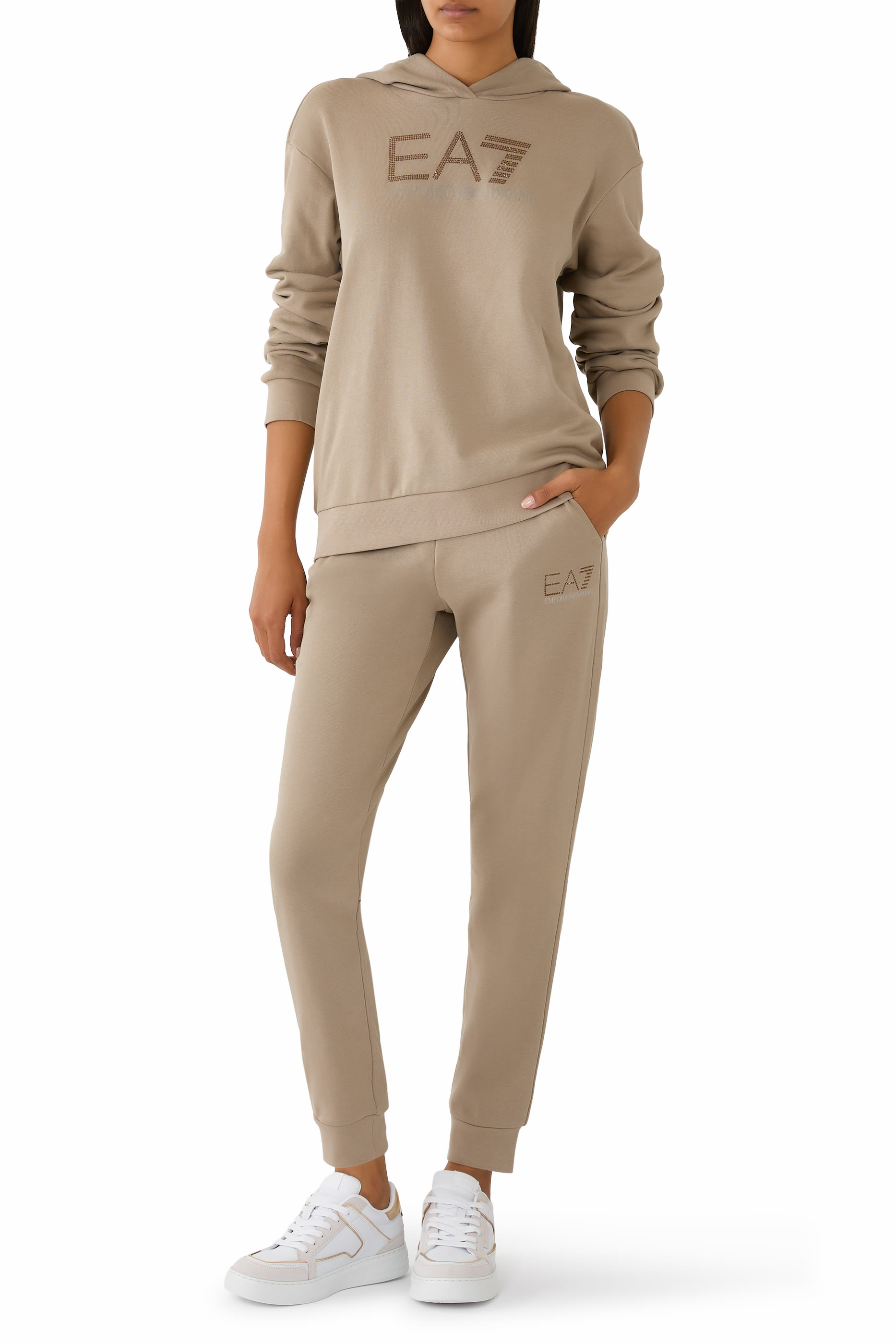 بنطال بشعار الماركة مزيج قطن مطاطي