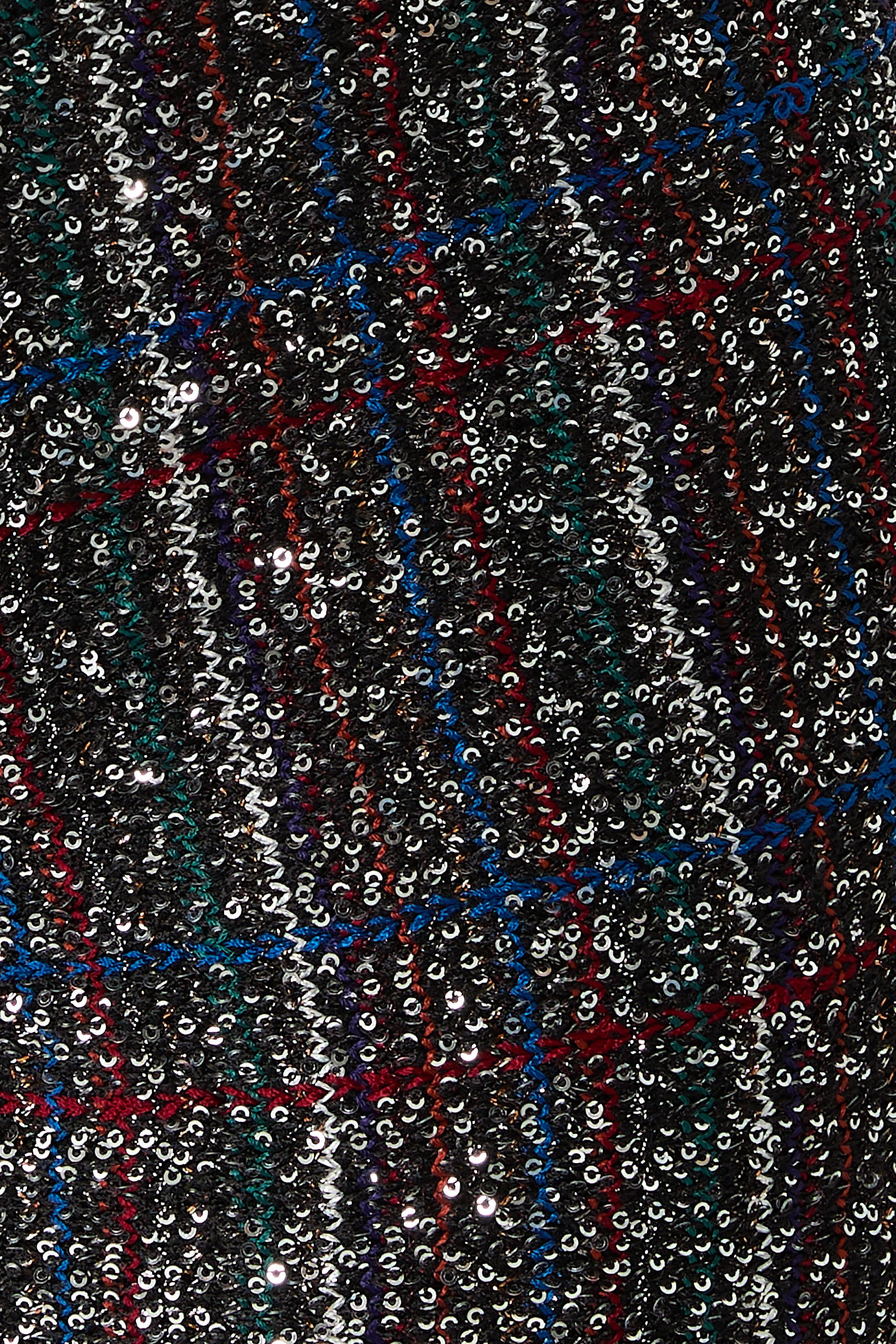 بنطال بقصة واسعة مزين بترتر ونقشة مربعات