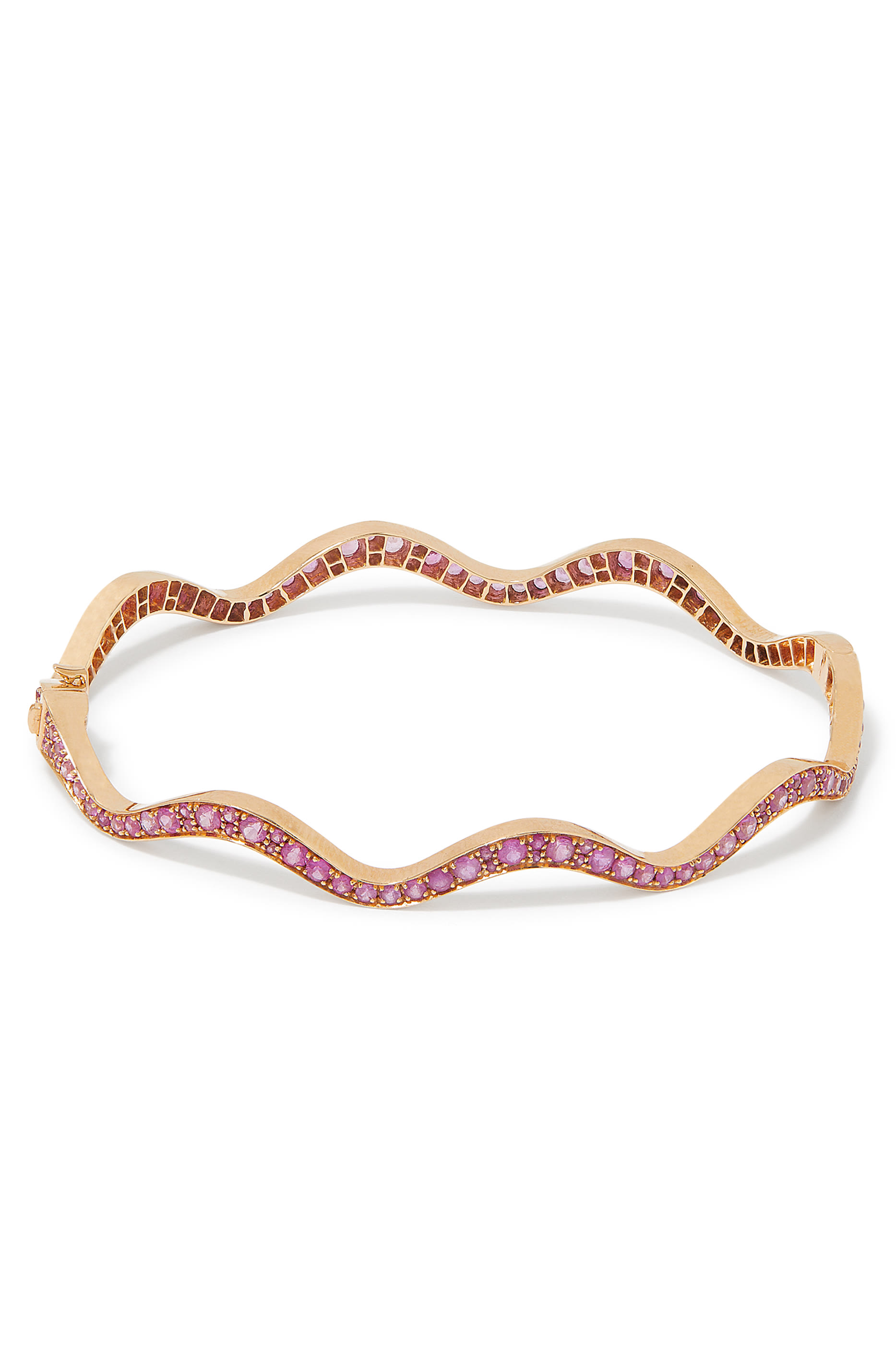 سوار 2.0 بتصميم مموج مرصع بالياقوت، ذهب وردي عيار 18