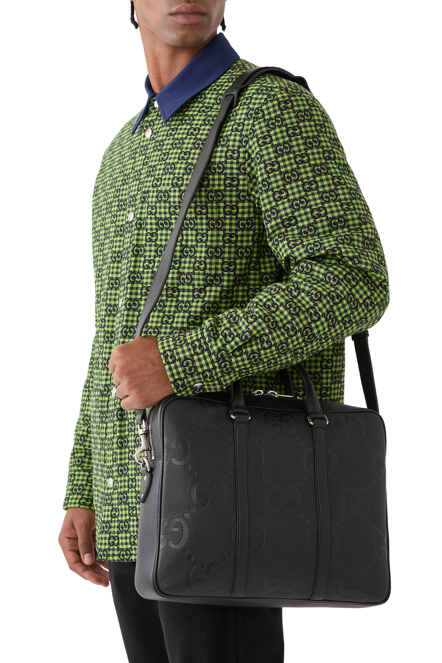 حقيبة عمل بشعر حرفي الماركة بحجم كبير