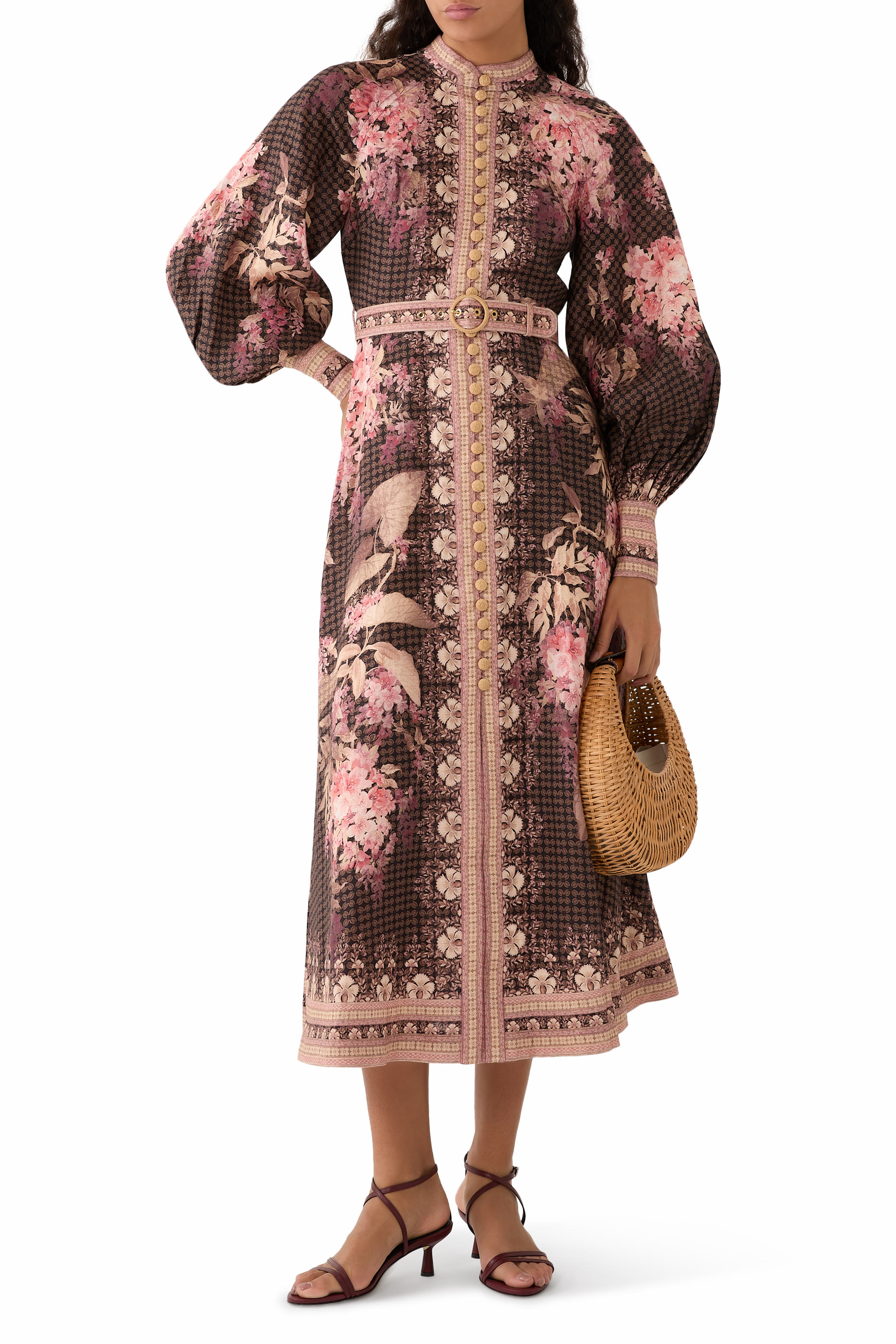 فستان إيلومينيت بأزرار متوسط الطول