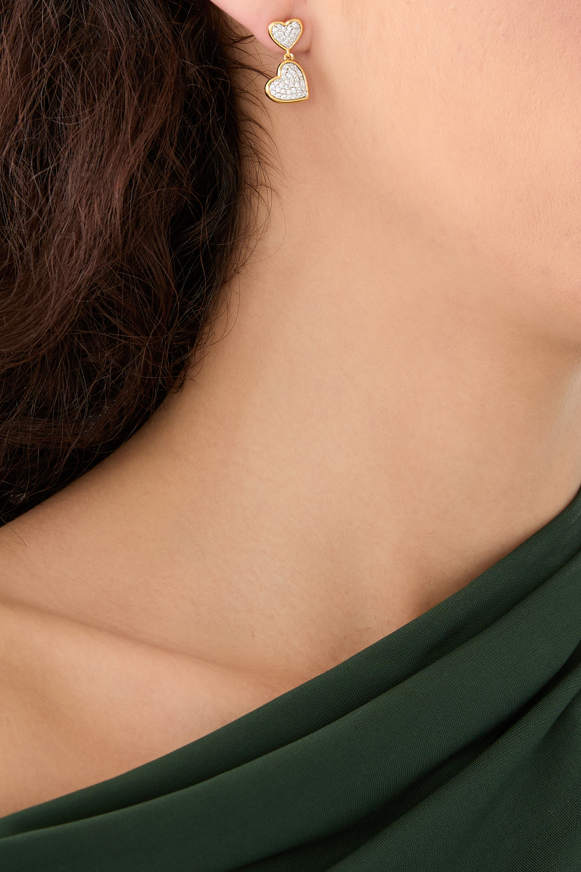 أقراط متدلية ويذ اول ماي هارت مرصعة بأحجار بافيه