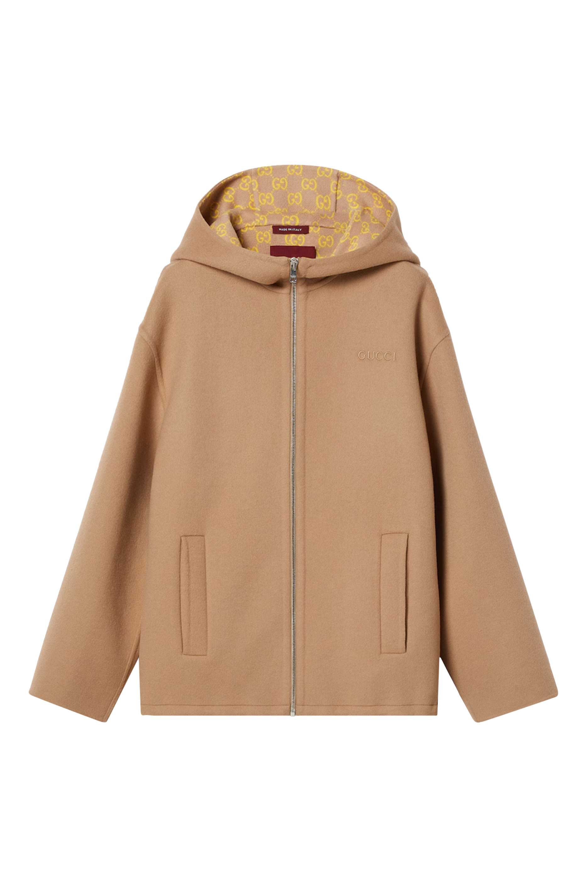 جاكيت بغطاء رأس مطرز صوف وحرير