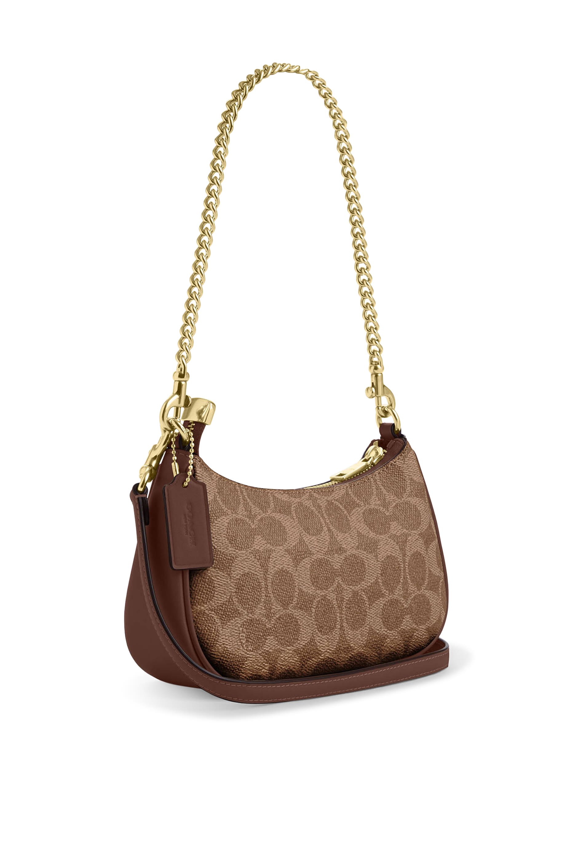 حقيبة كروس بودي تيري صغيرة قماش قنب محفور بشعار الماركة