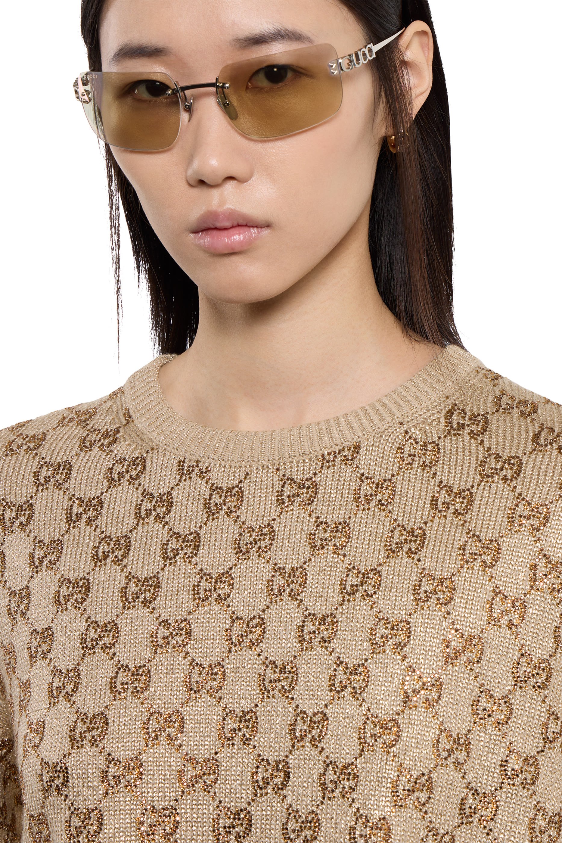 سترة بحرفي شعار الماركة مرصعة بالكريستال بالكامل