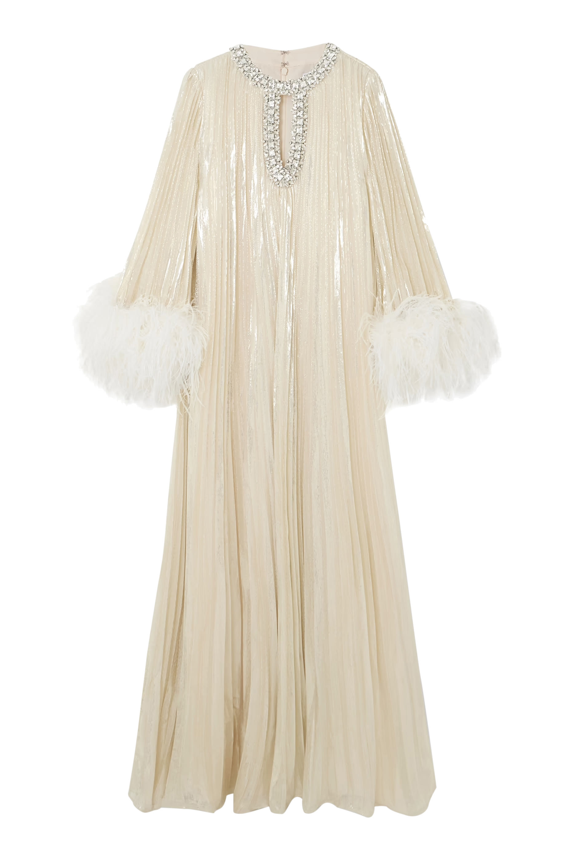 فستان طويل مزين بريش