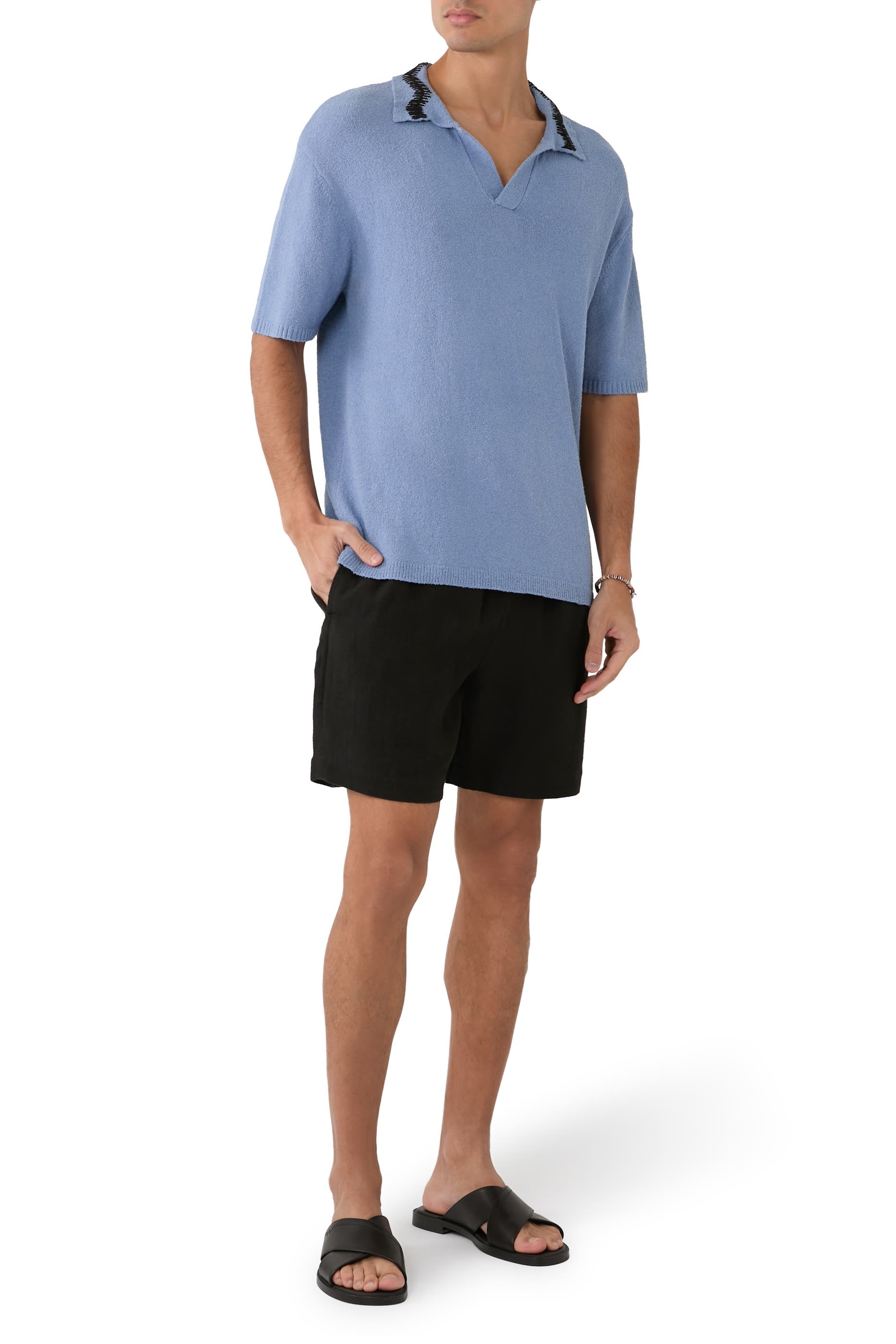 قميص بولو بياقة منسوجة يدويا كروشيه