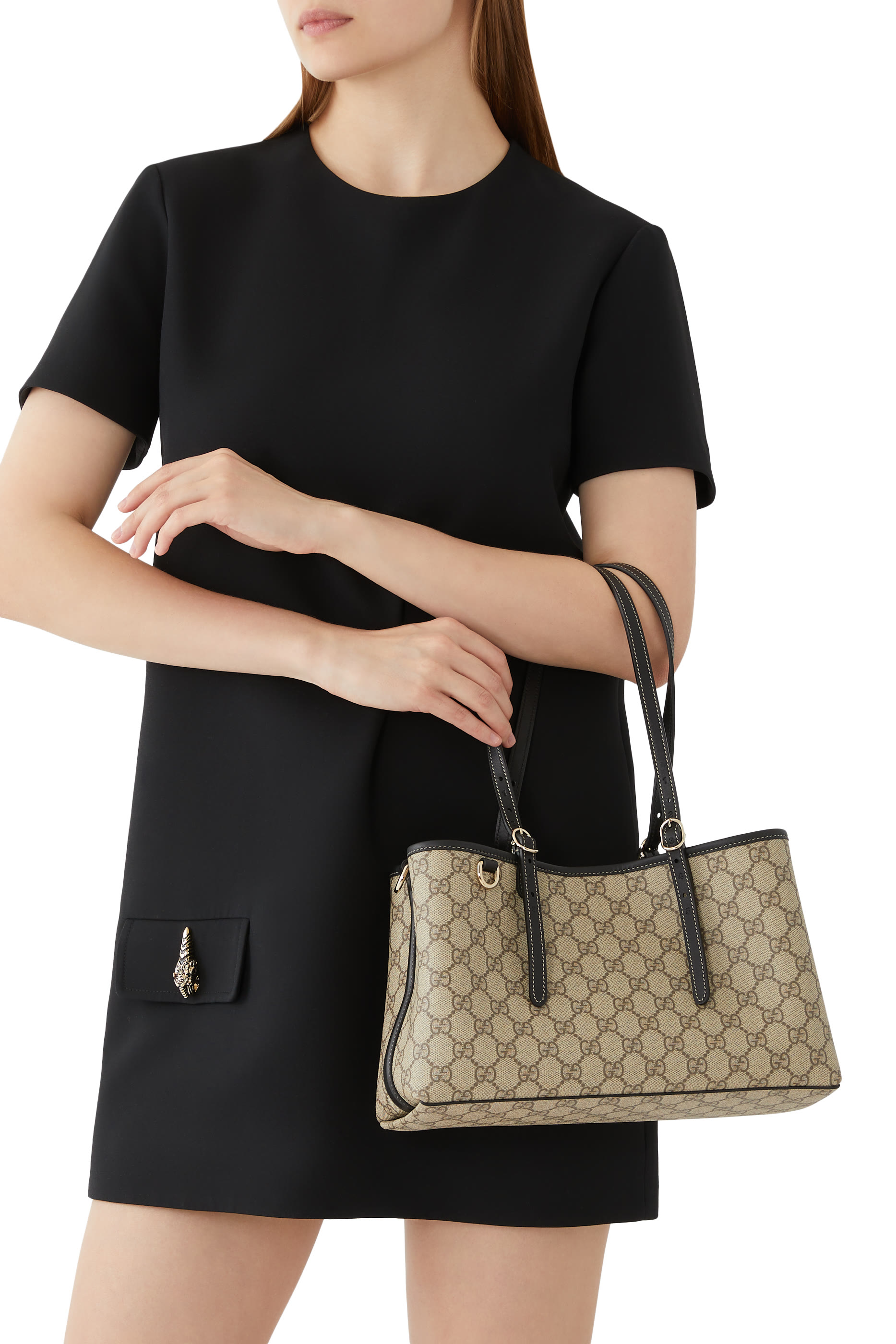 حقيبة يد صغيرة بنقشة حرفي شعار الماركة