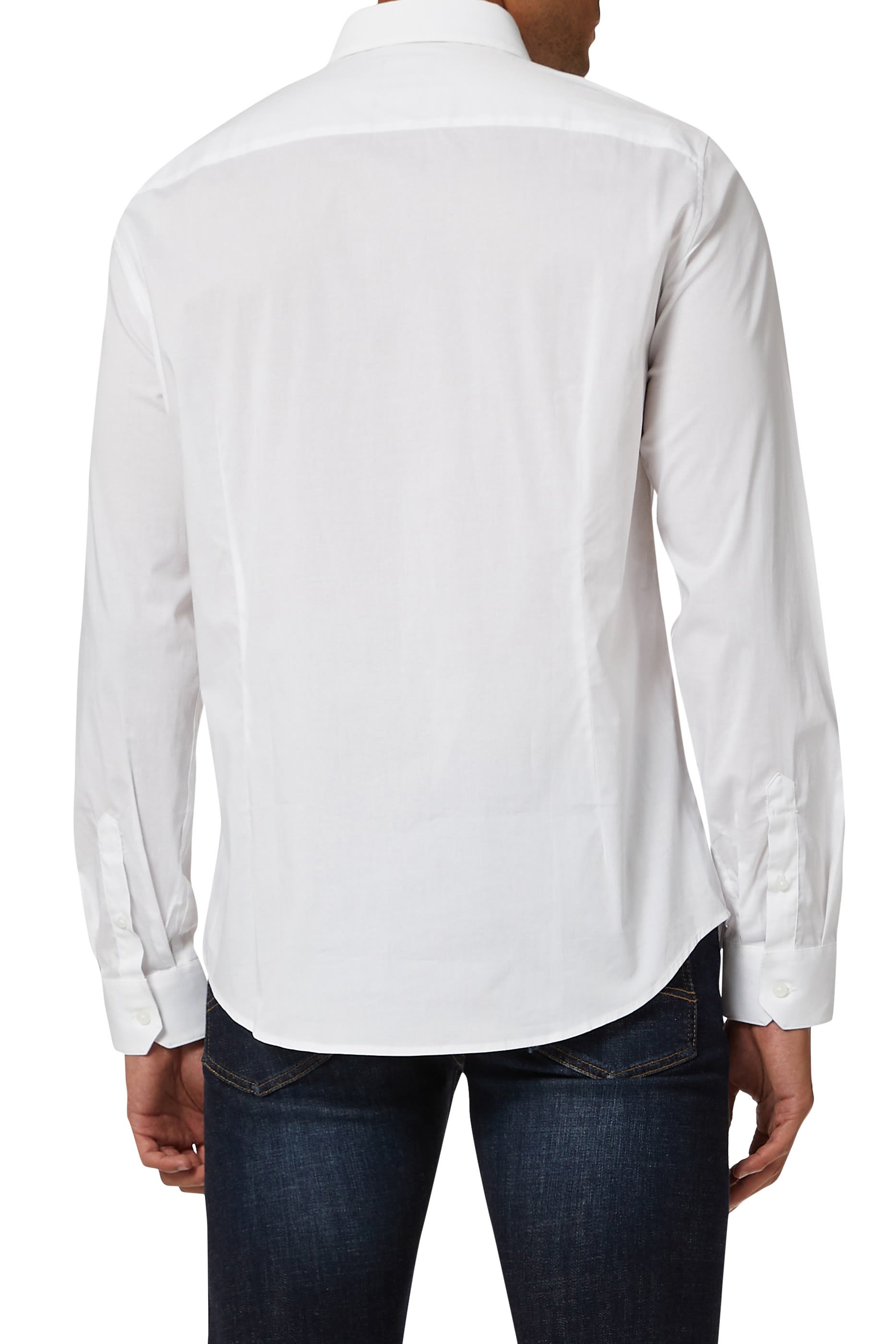 قميص قطن بوبلين مطاطي بقصة ضيقة