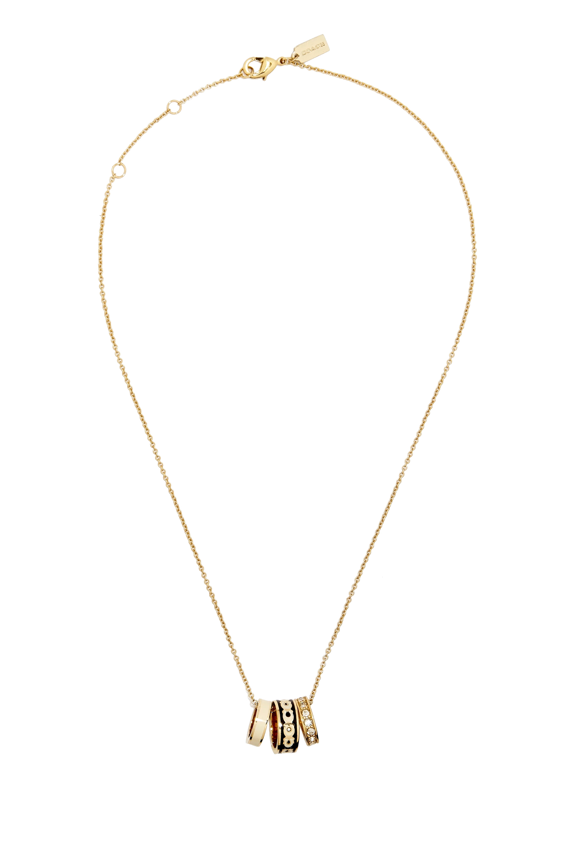 قلادة بدلايات دائرية بشعار حرف الماركة بمينا