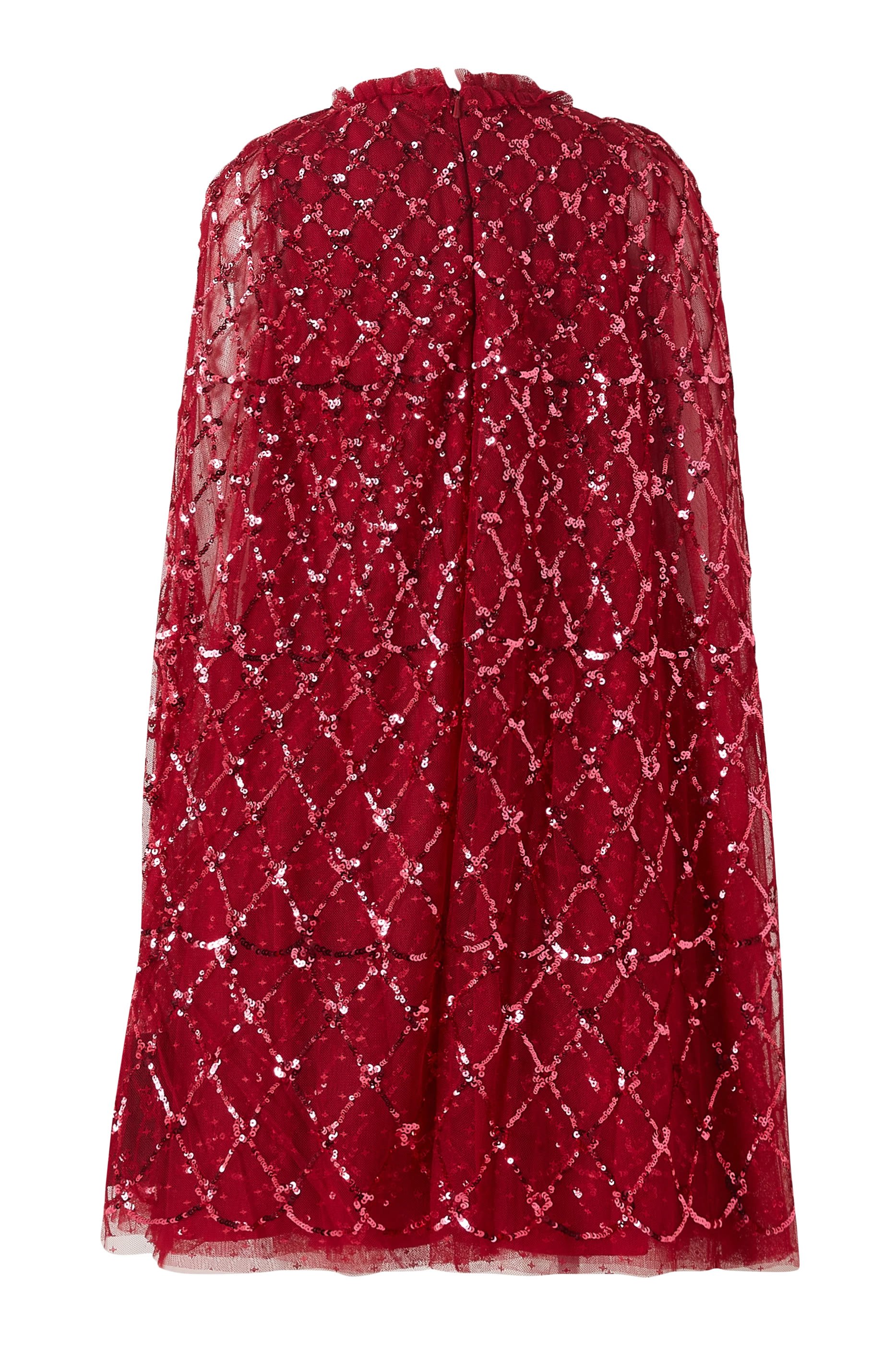 فستان بكاب مطرز بالترتر بشكل قلب للأطفال