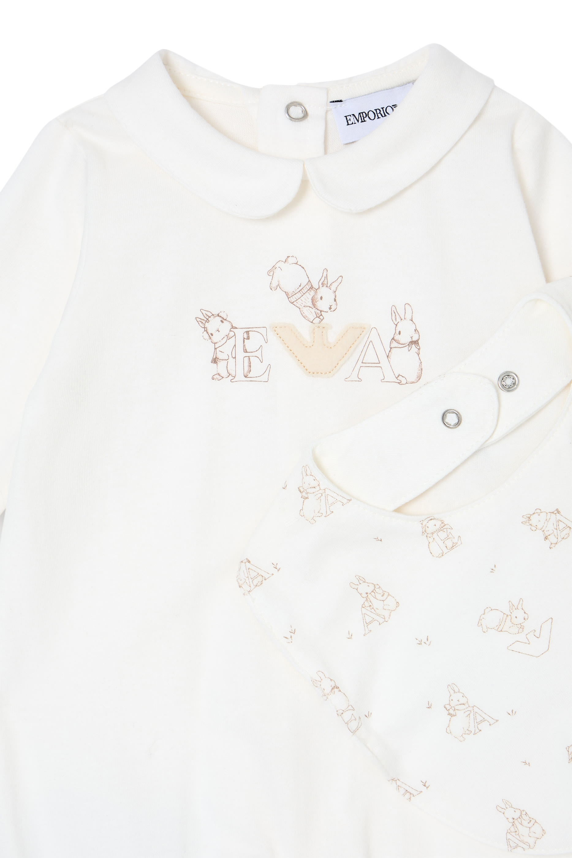 طقم لباس قطعة واحدة فاني وينتر ومريلة للرضع