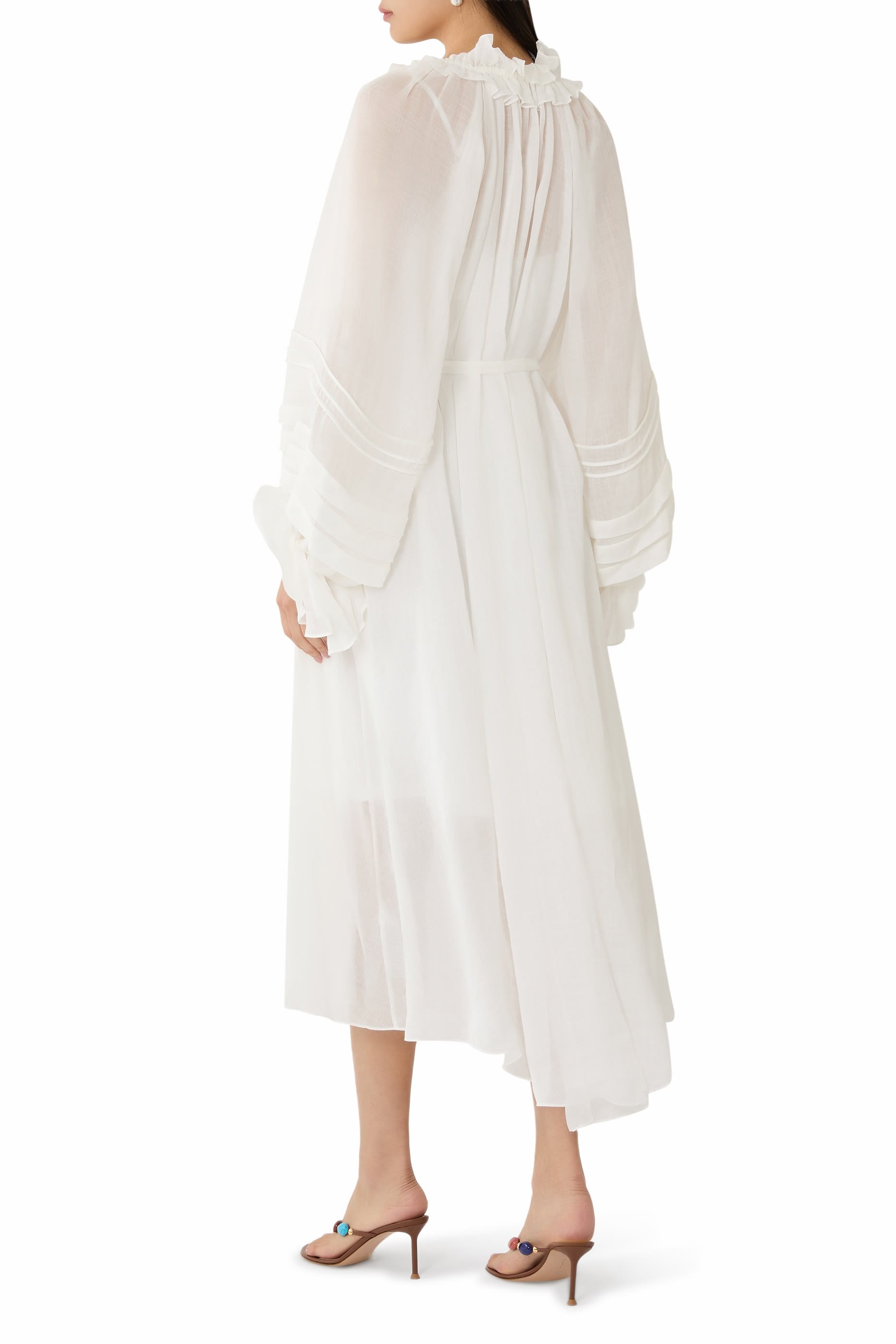 فستان ربيلين بأكمام منفوخة وأربطة