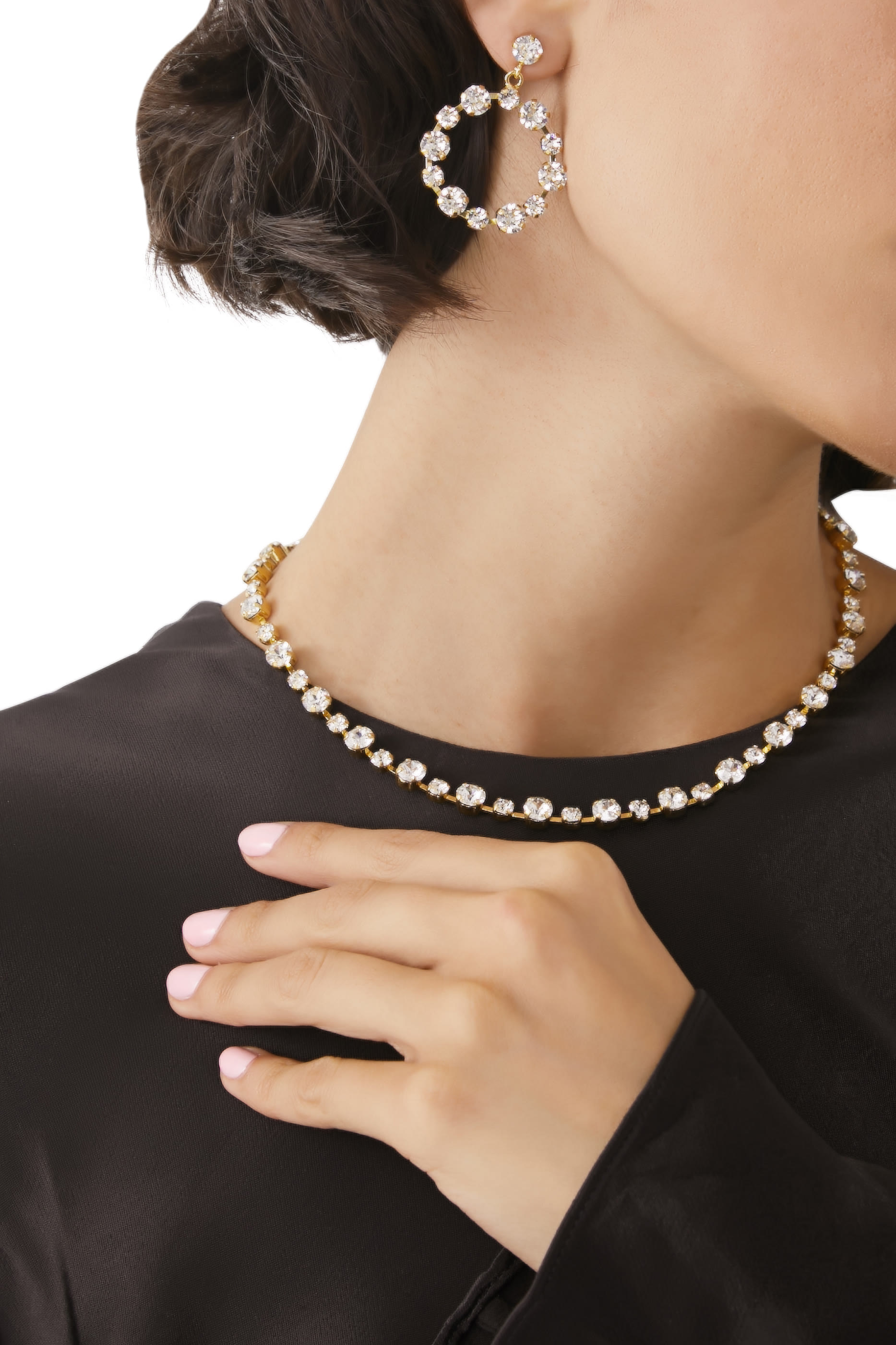 قلادة  كالانثي سمر كومبو مرصعة بكريستال، نحاس مطلي بذهب عيار 18