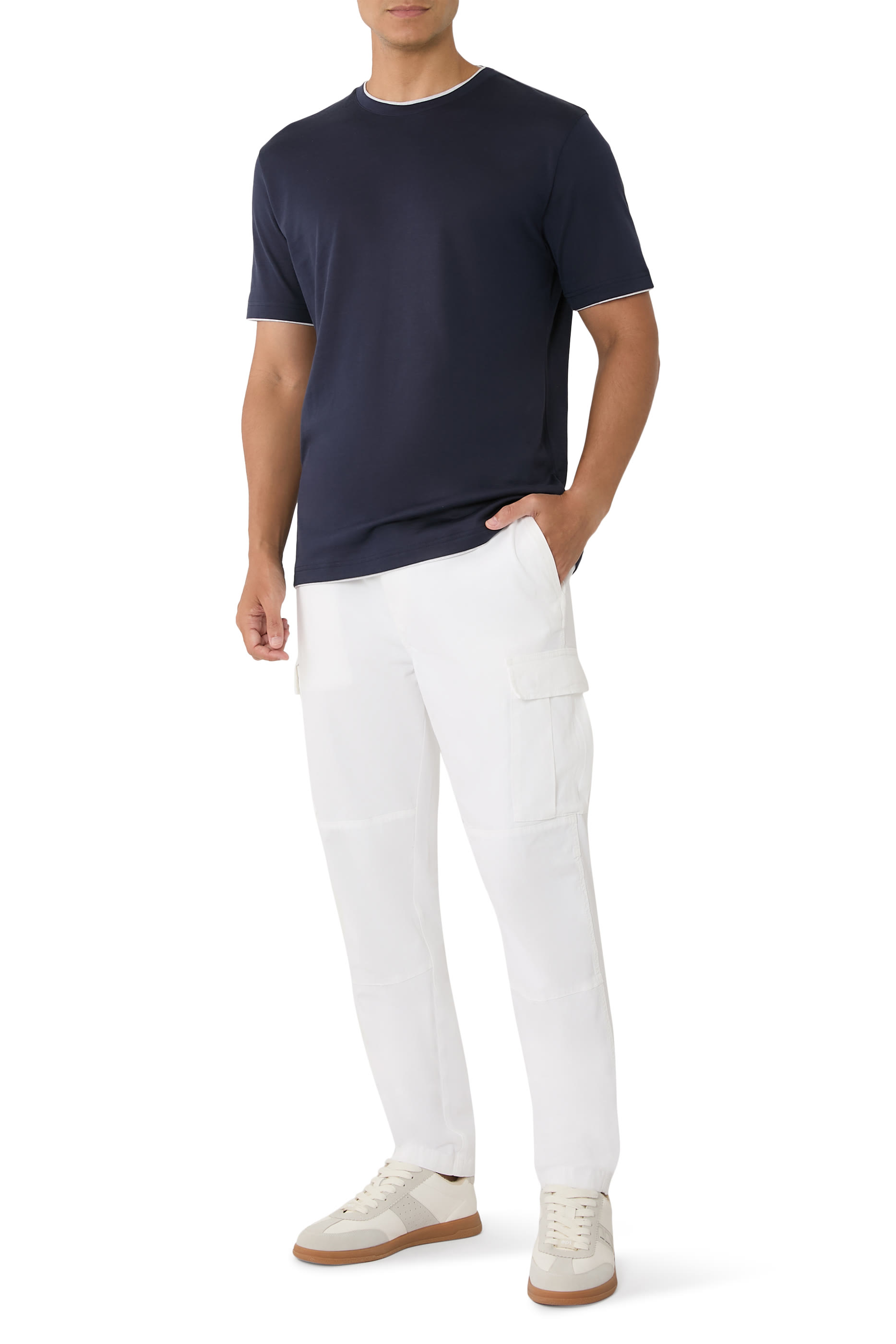 تيشيرت بياقة ضيقة قطن جرسييه