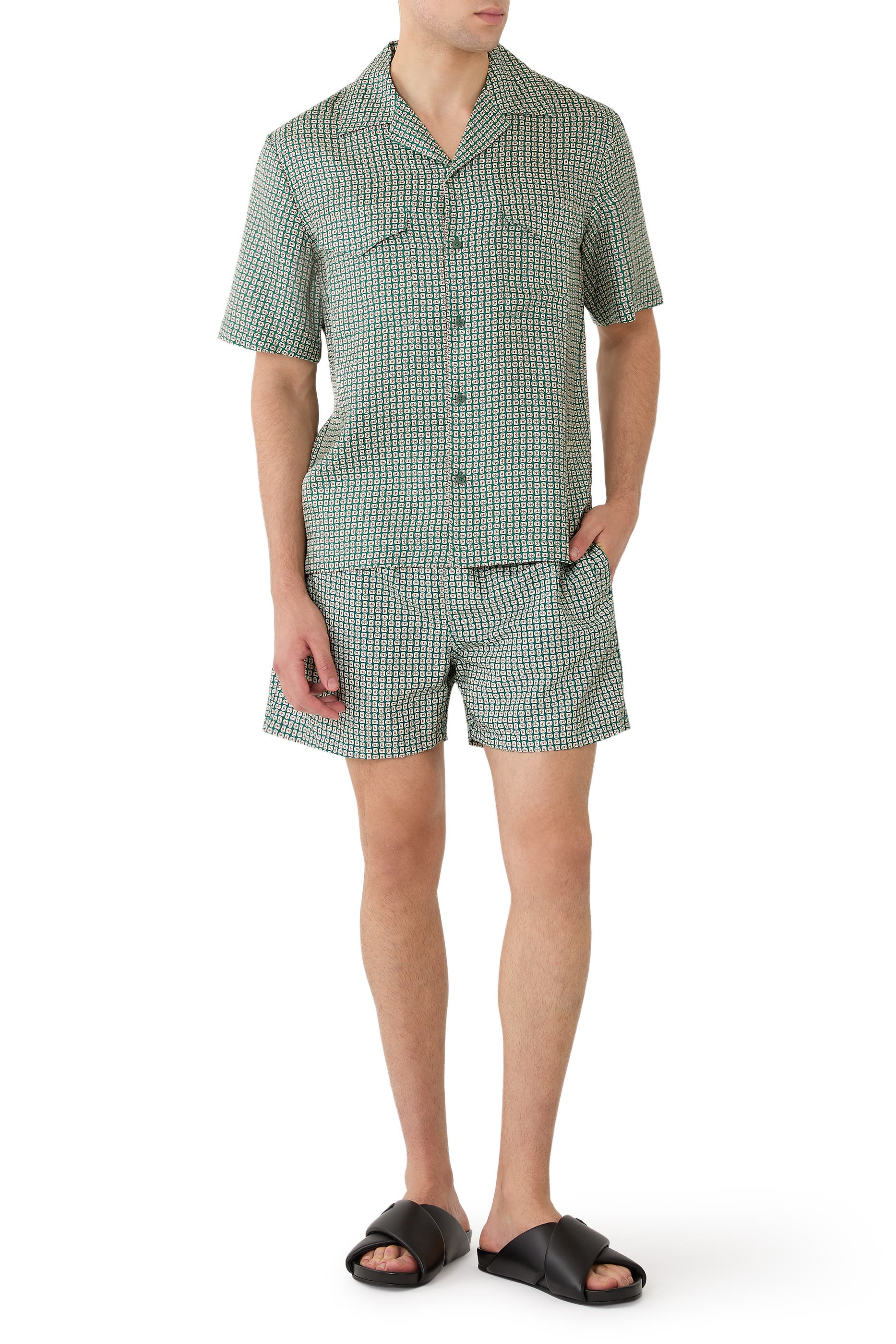 قميص كلارك بياقة مطوية ونقشة حرير