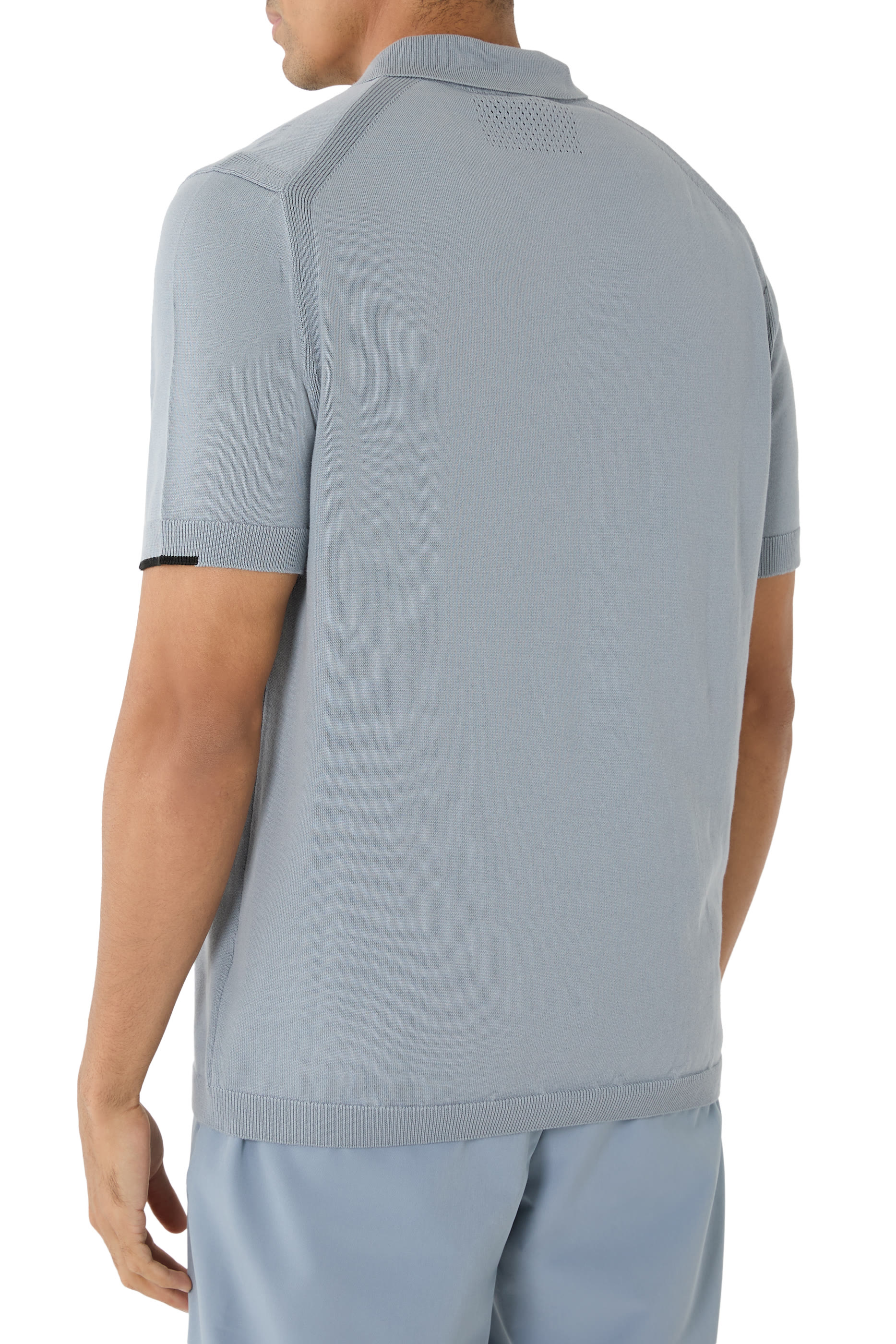 سترة بولو بياقة بسحاب قطن منسوج 