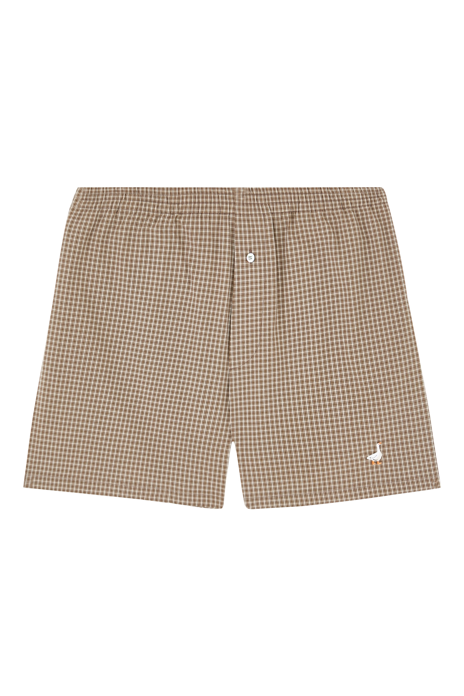 شورت بوبلين مخطط مطرز بنقشة أوزة