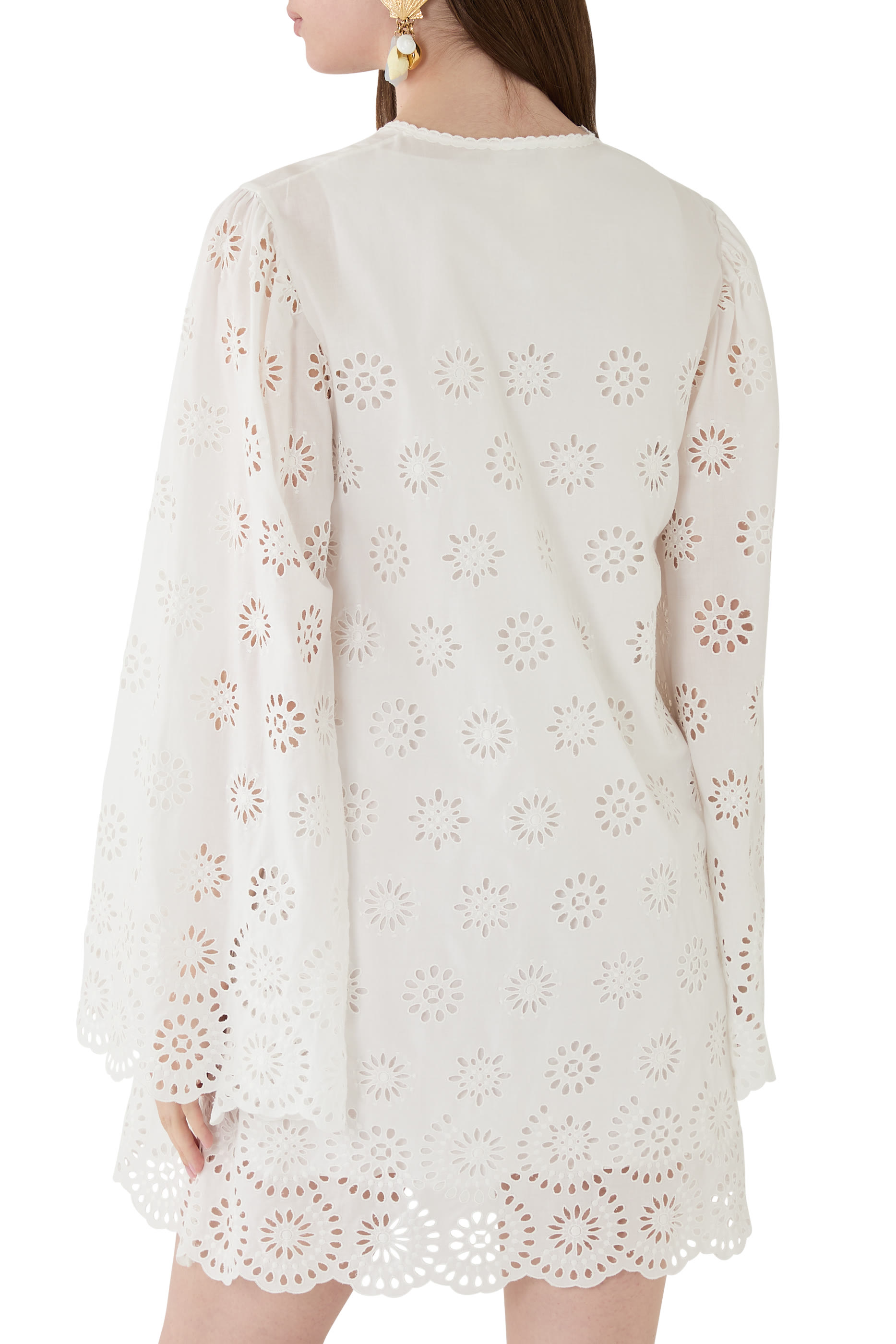 فستان قصير بأكمام طويلة قطن فوال