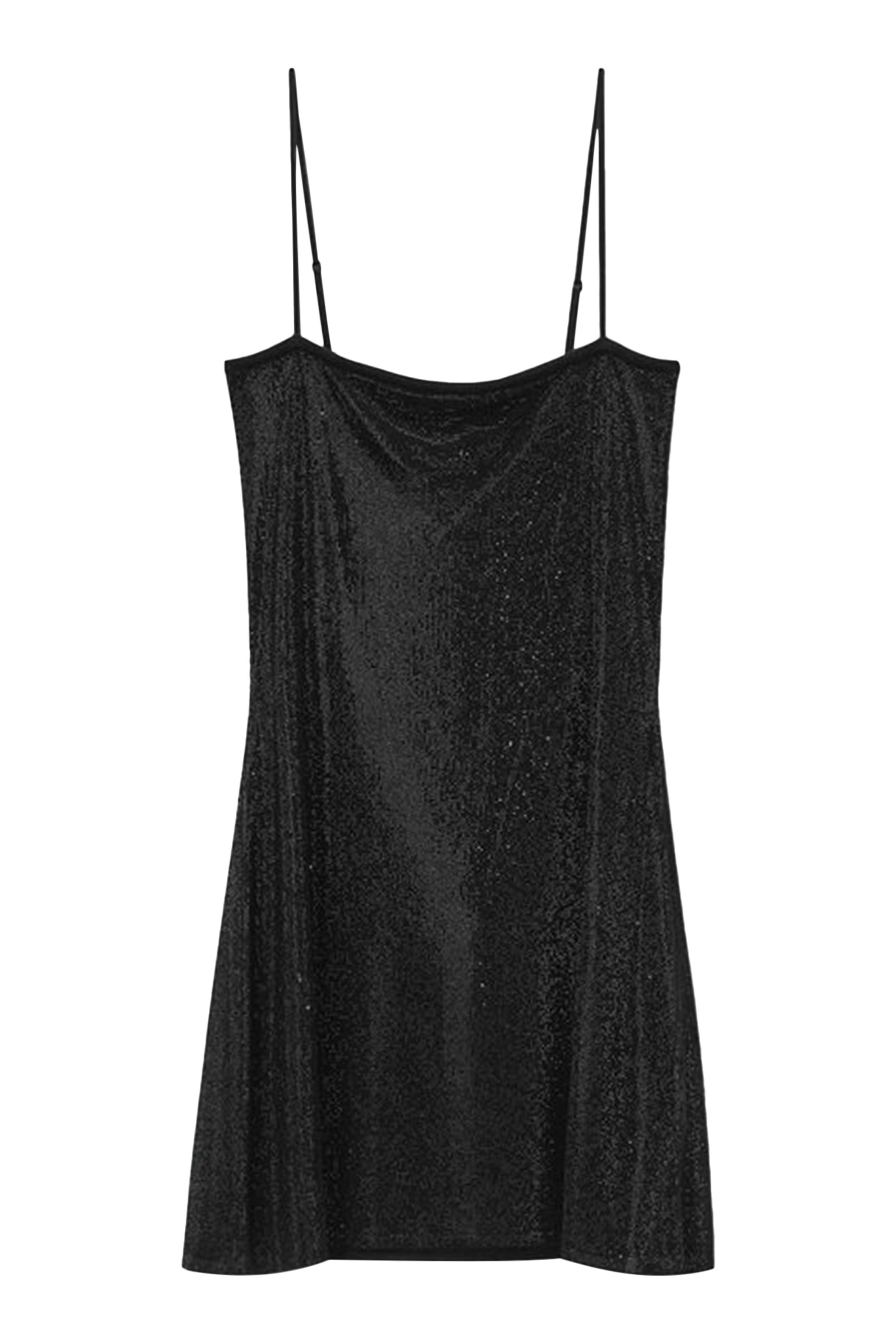 فستان قصير بكريستال محفور حراريا