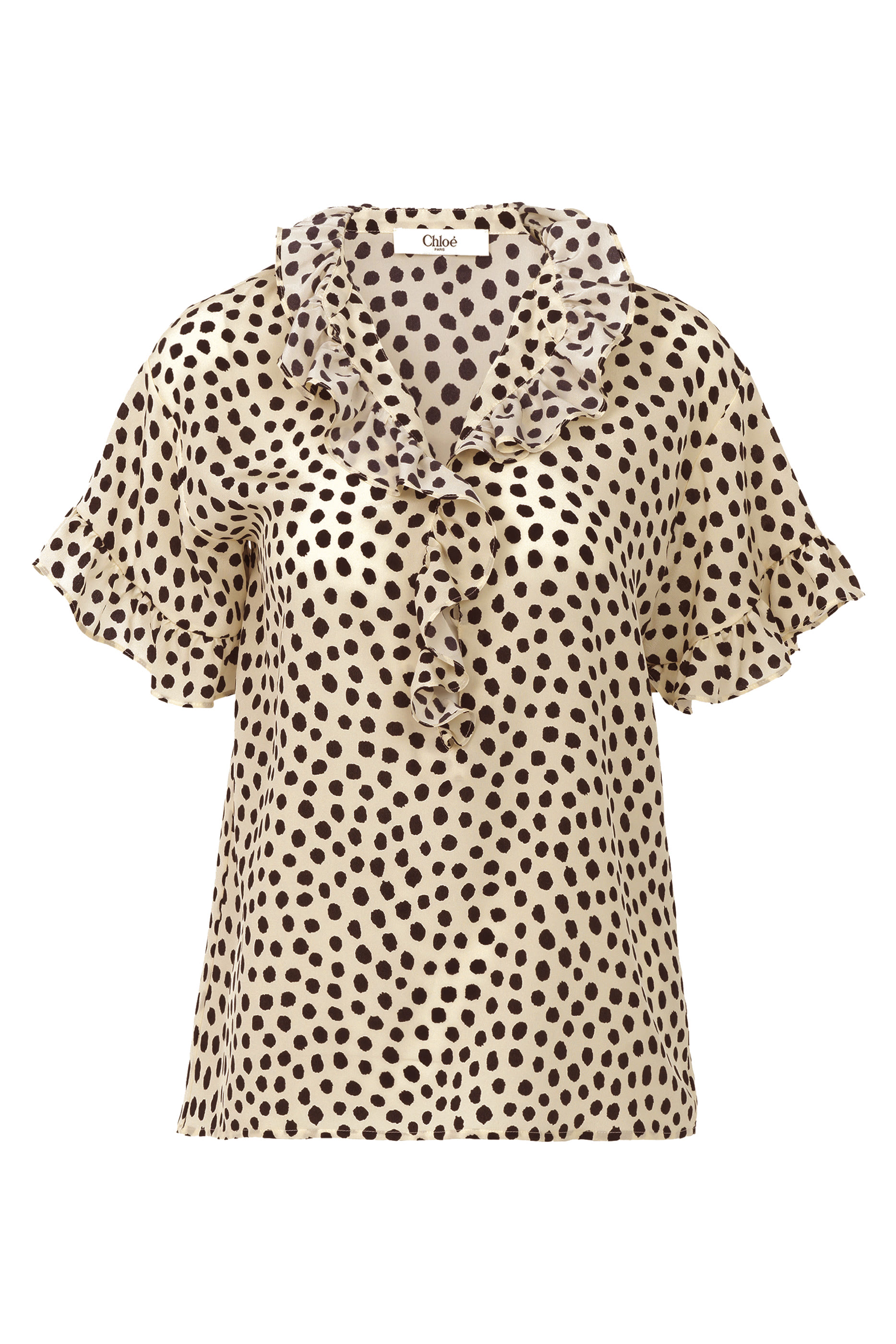 بلوزة بأكمام قصيرة مزينة بكشكش