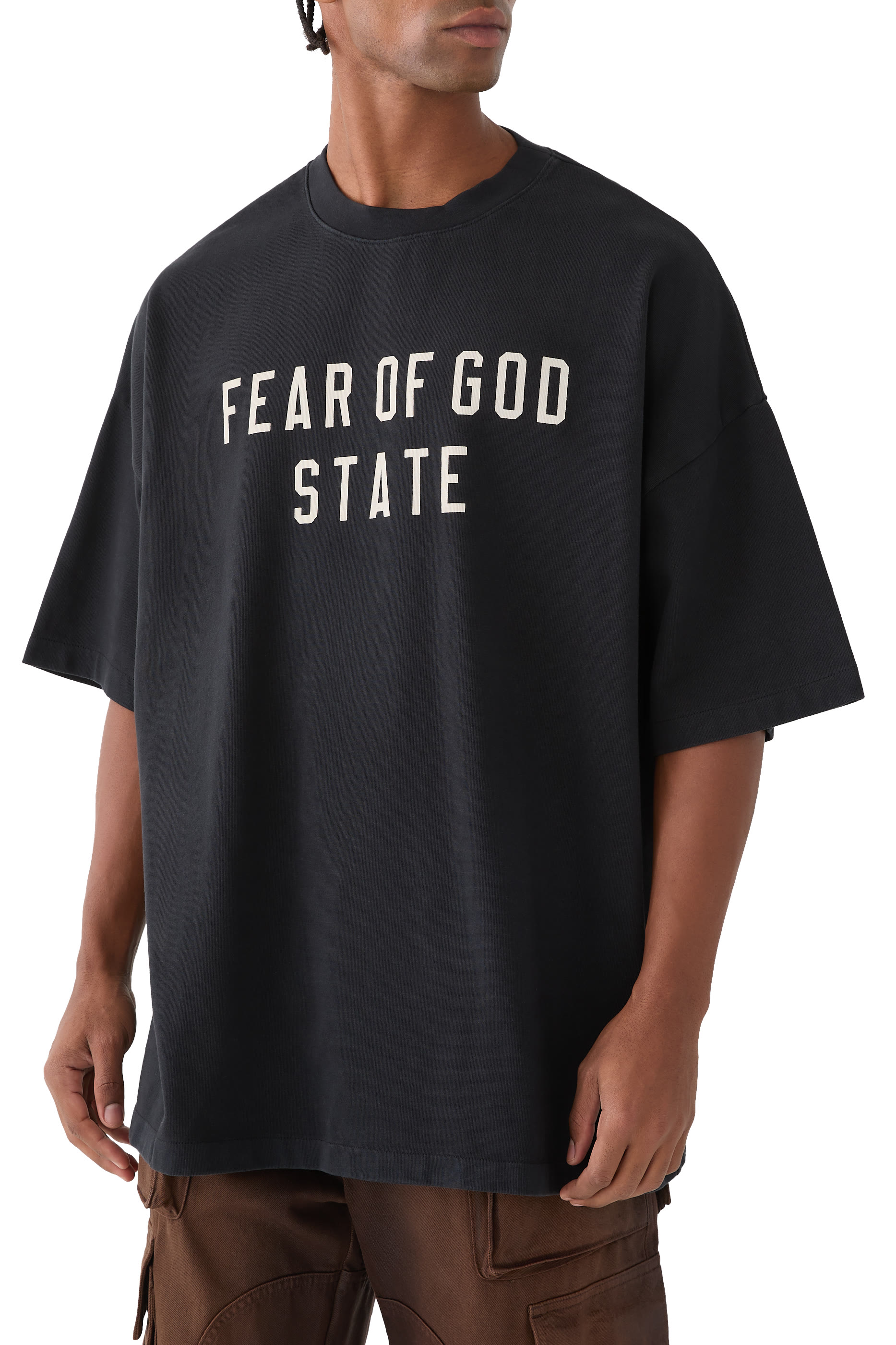 تيشيرت بياقة ضيقة قطن ثقيل