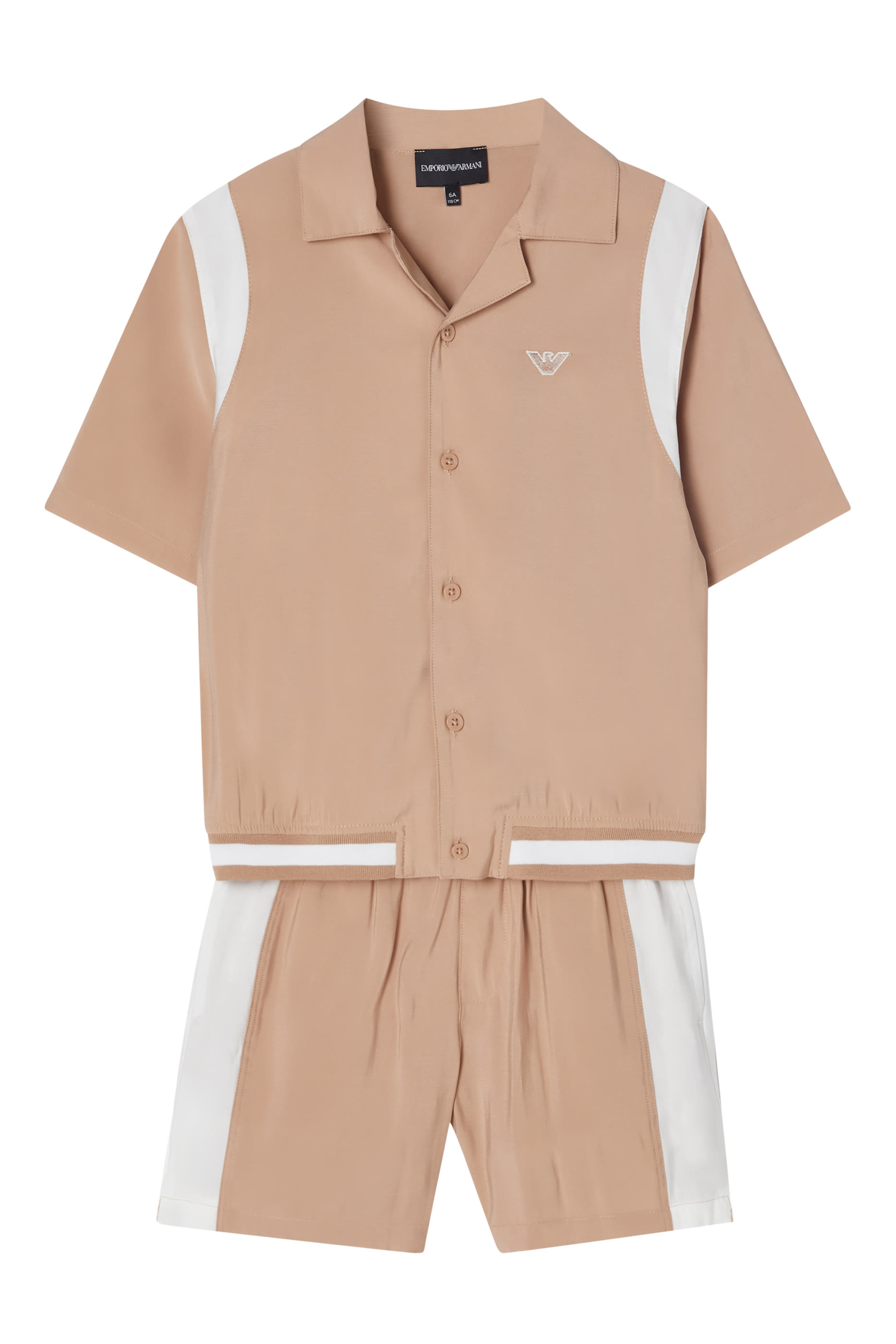 طقم قميص بشعار الماركة وشورت برمودا للأطفال