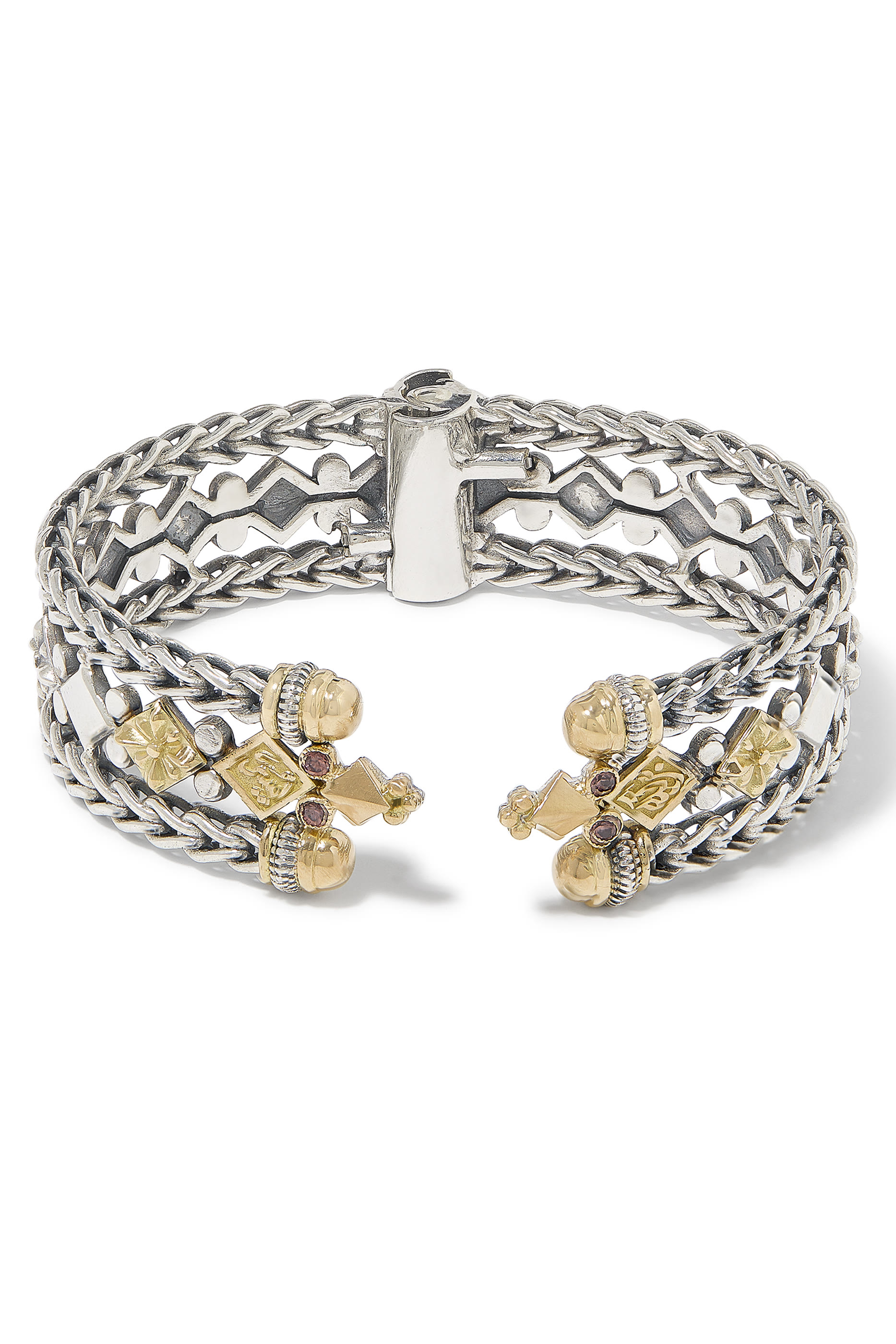 سوار سلسلة رومان مرصع بزركون بني ورودوليت، ذهب عيار 18 وفضة إسترلينية